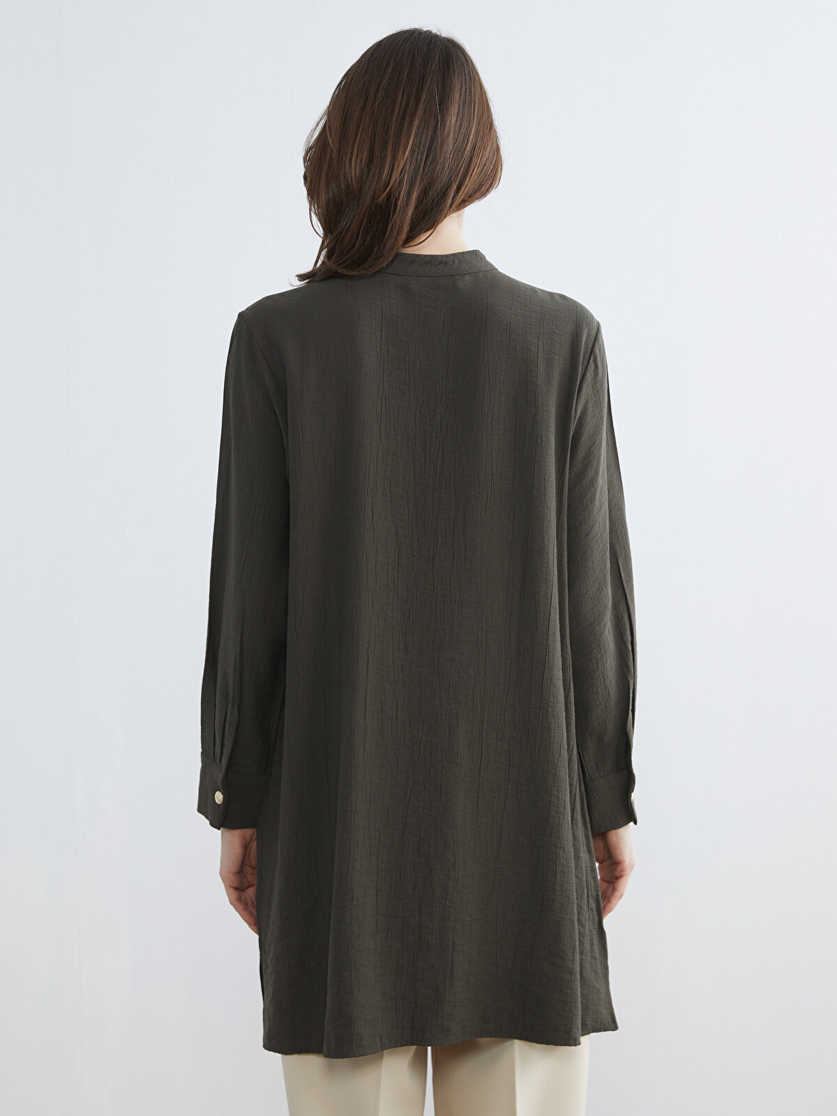 LCW Grace Grandad Collar Textured Women's Shirt Tunic - S6FR79Z8