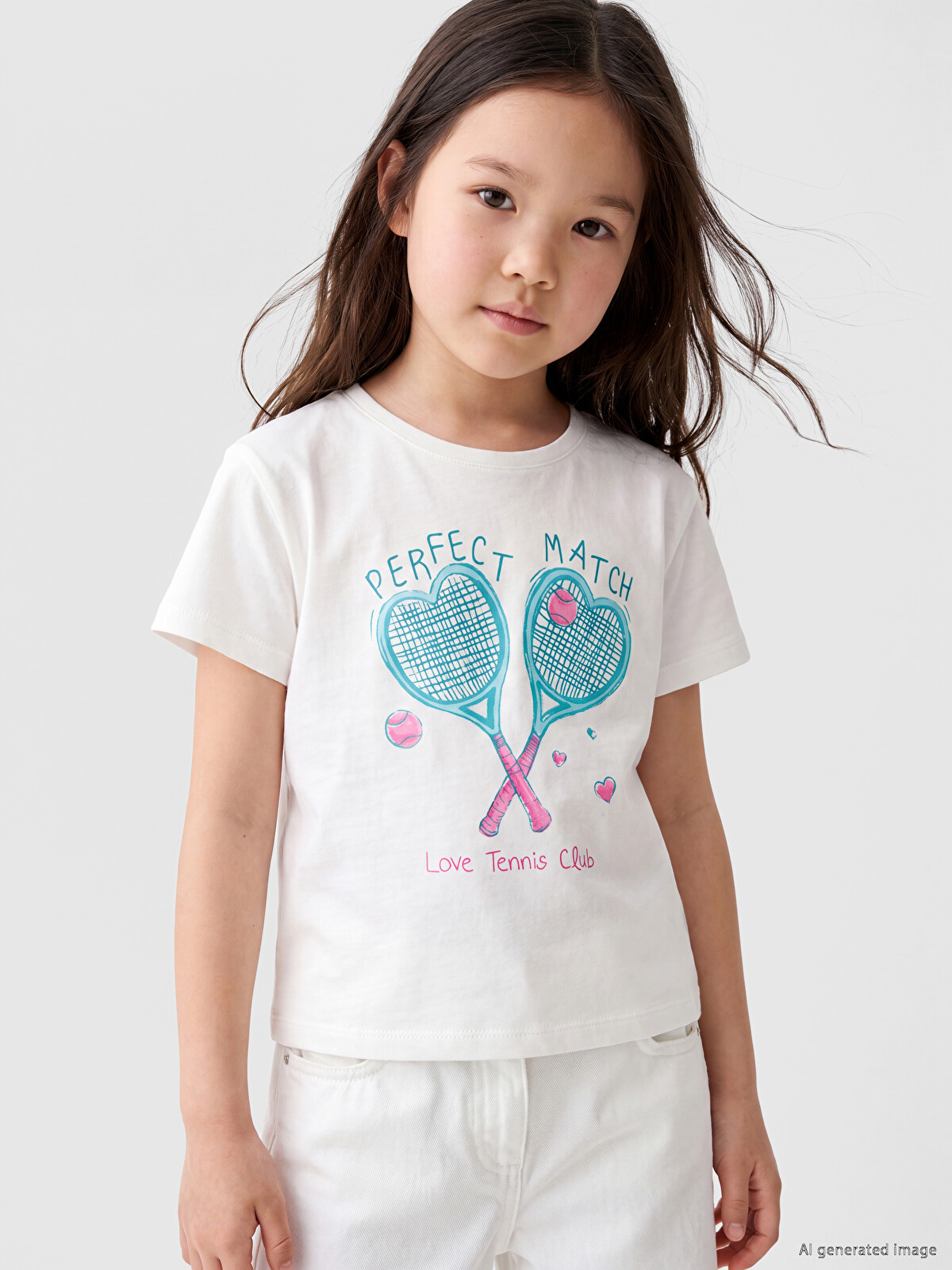 LCW Kids Tennis Print Girls' T-shirt - S6FS50Z1-R9J | LC Waikiki