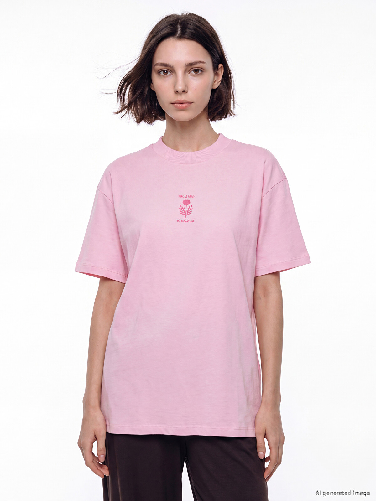 LCW Modest Printed %100 Cotton Women's T-shirt - S6FU33Z8-G8E | LC