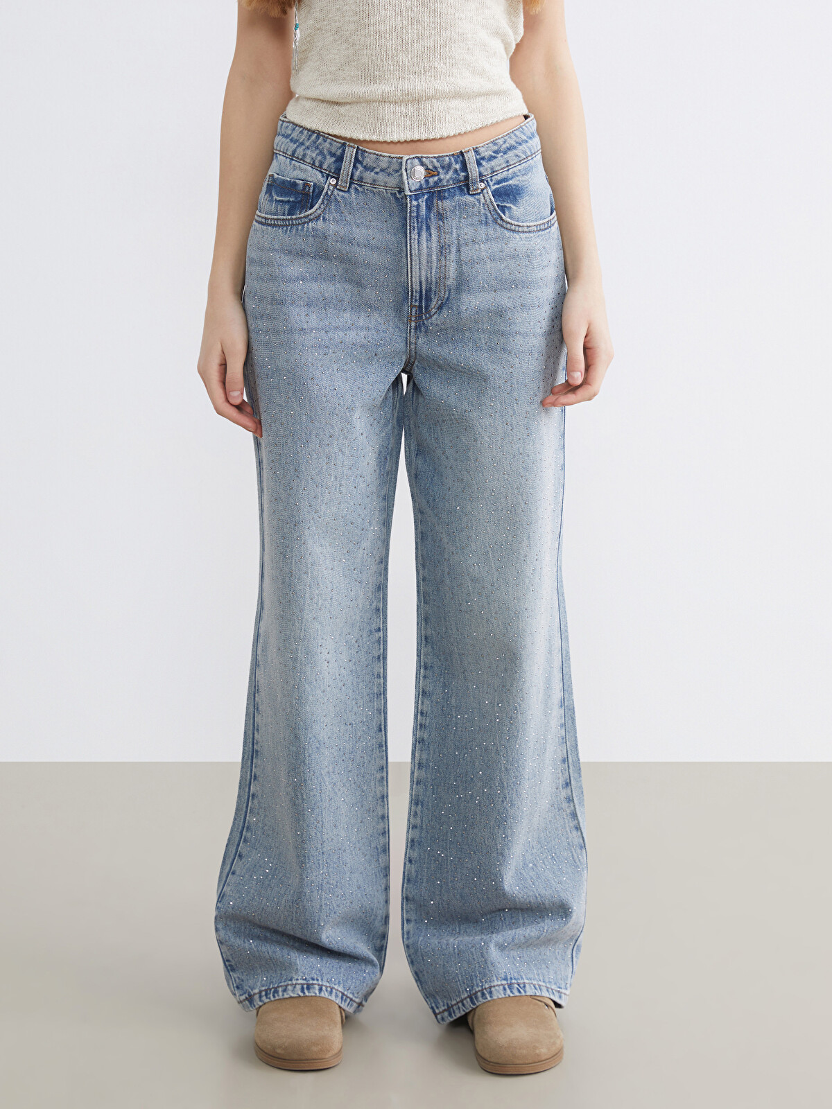 XSIDE High Waisted Wide Leg Women's Jeans - S6G371Z8-MD4 | LC Waikiki