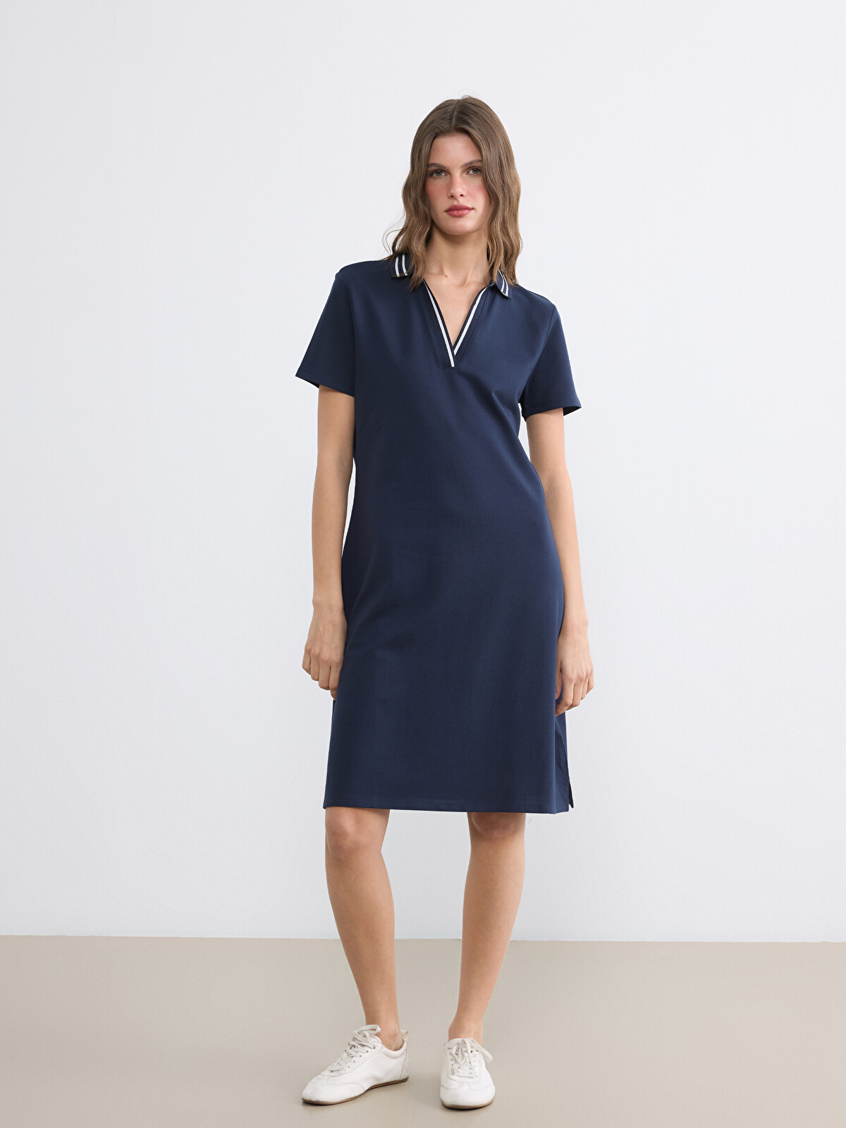 LCW EVERYDAY Polo Collar A Form Dress - S6G490Z8-Z1S | LC Waikiki