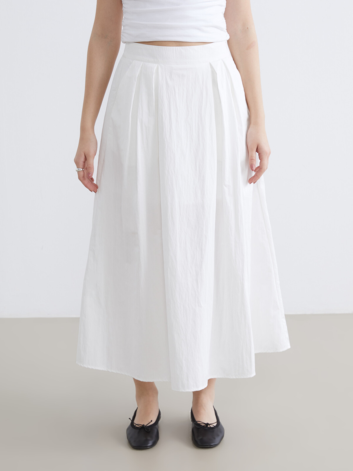 XSIDE Elastic Waist Pleated Skirt - S6G724Z8-J1F | LC Waikiki