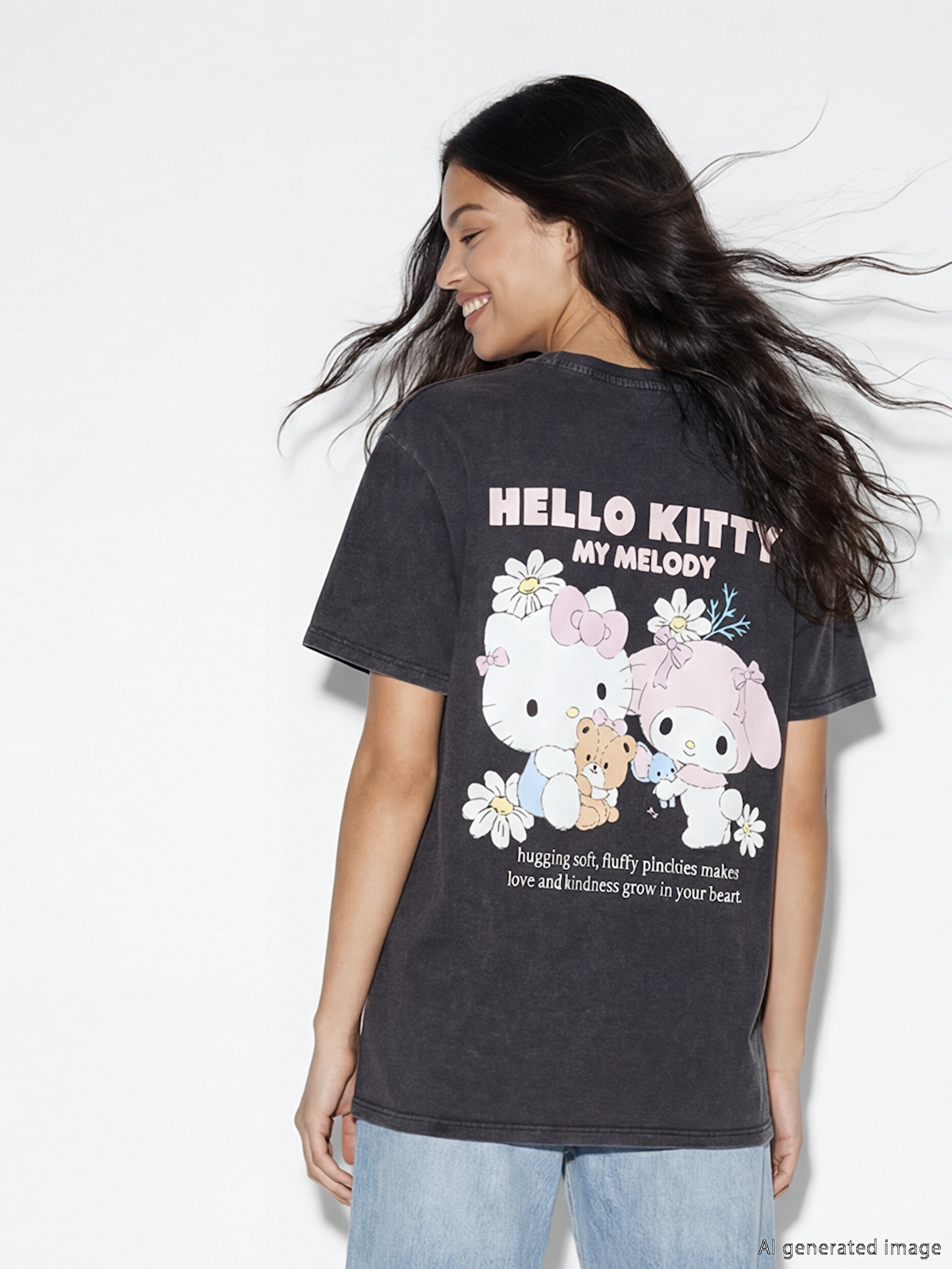 XSIDE Tricou din jerseu imprimat Hello Kitty pentru femei