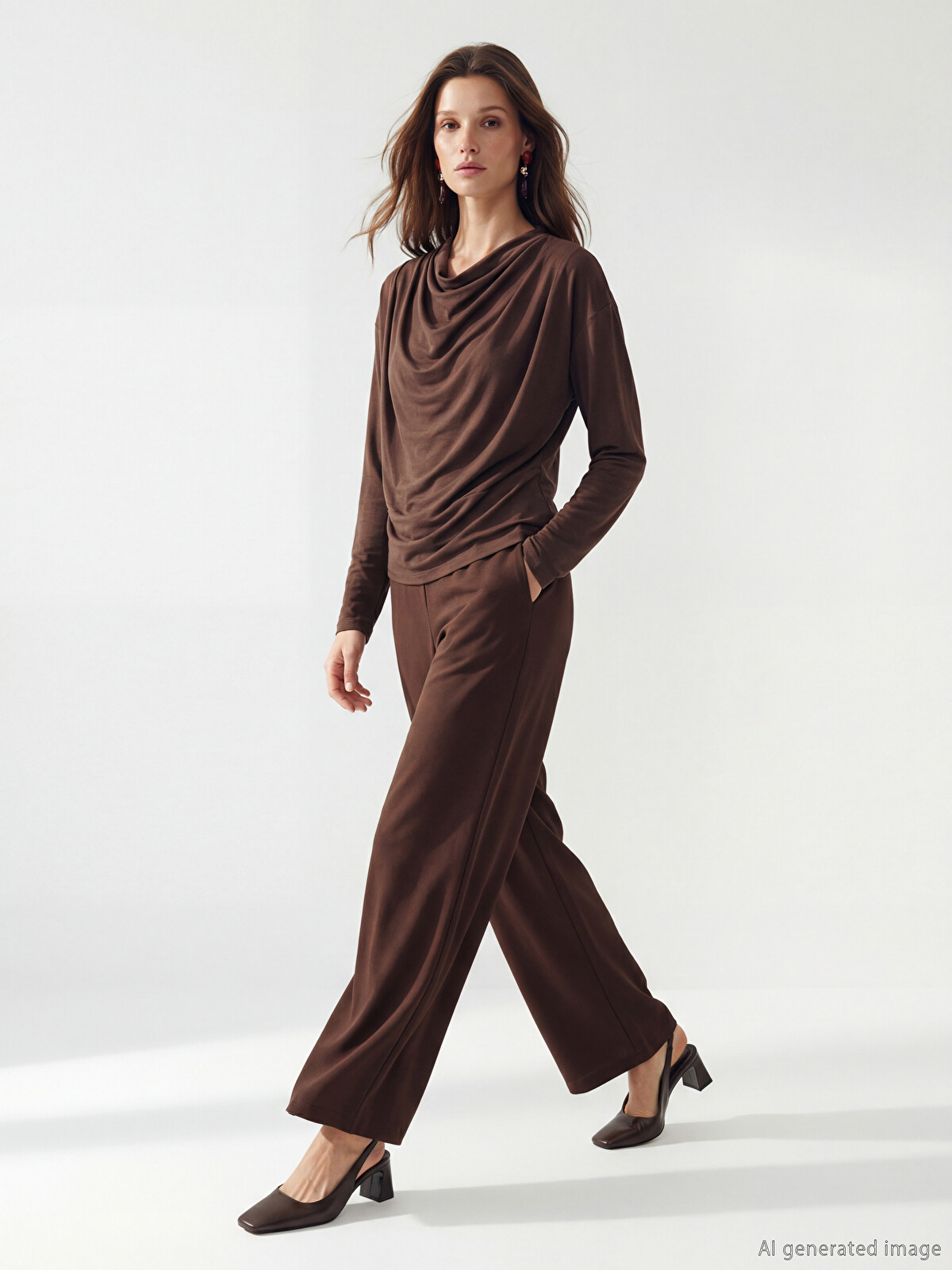 LCW Modest Beli Lastikli Geniş Paça Kadın Pantolon