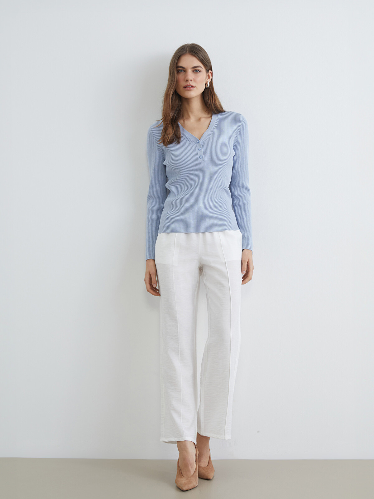 LCW Modest Elastic Waist Wide Leg Women's Trousers