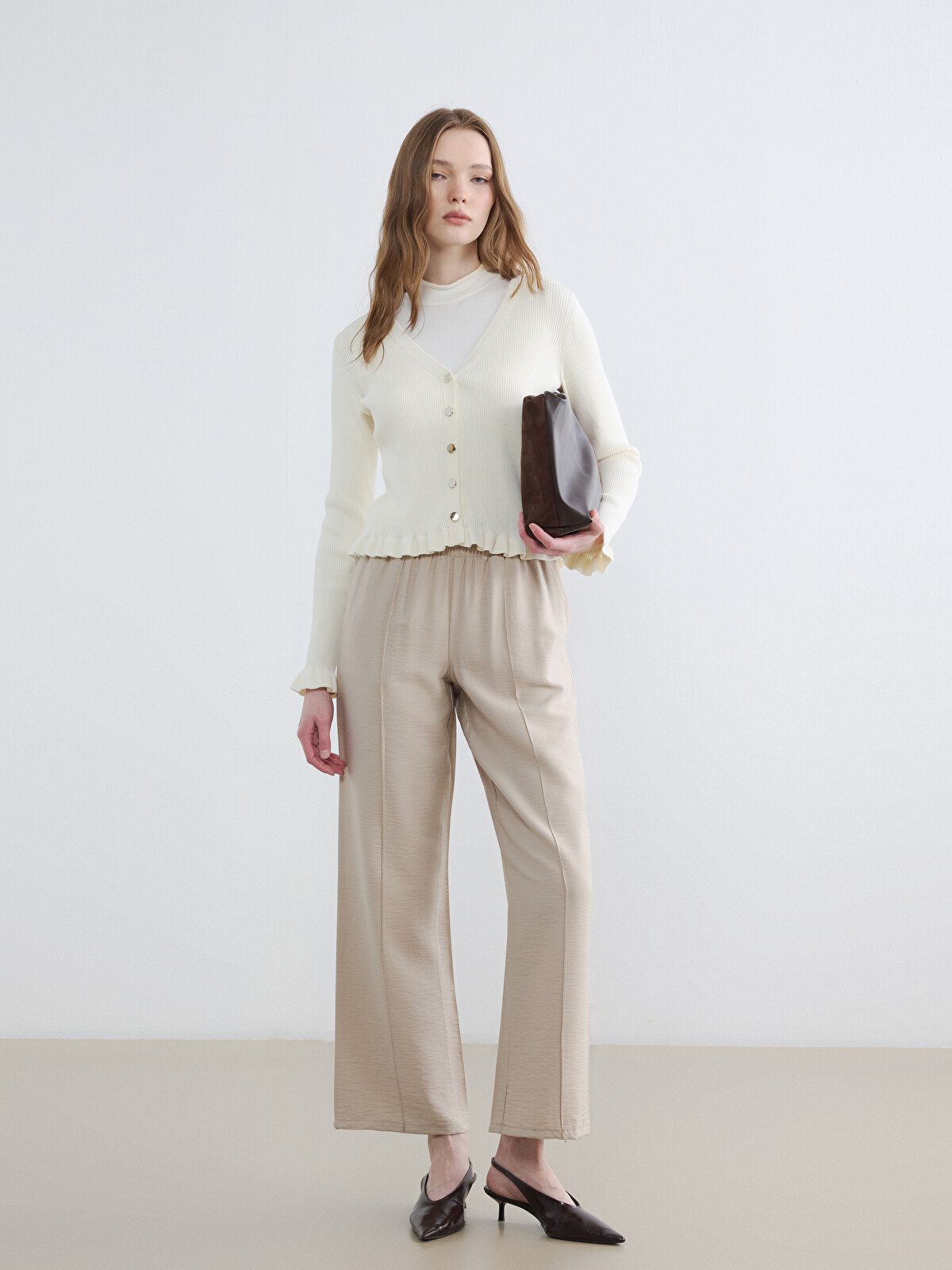 LCW Modest Elastic Waist Wide Leg Women's Trousers