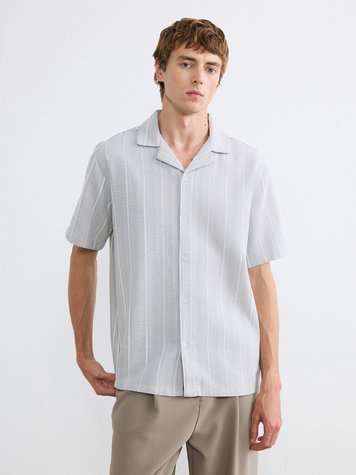 LCW Vision Regular Fit Short Sleeve Striped Men's Shirt - S6G933Z8