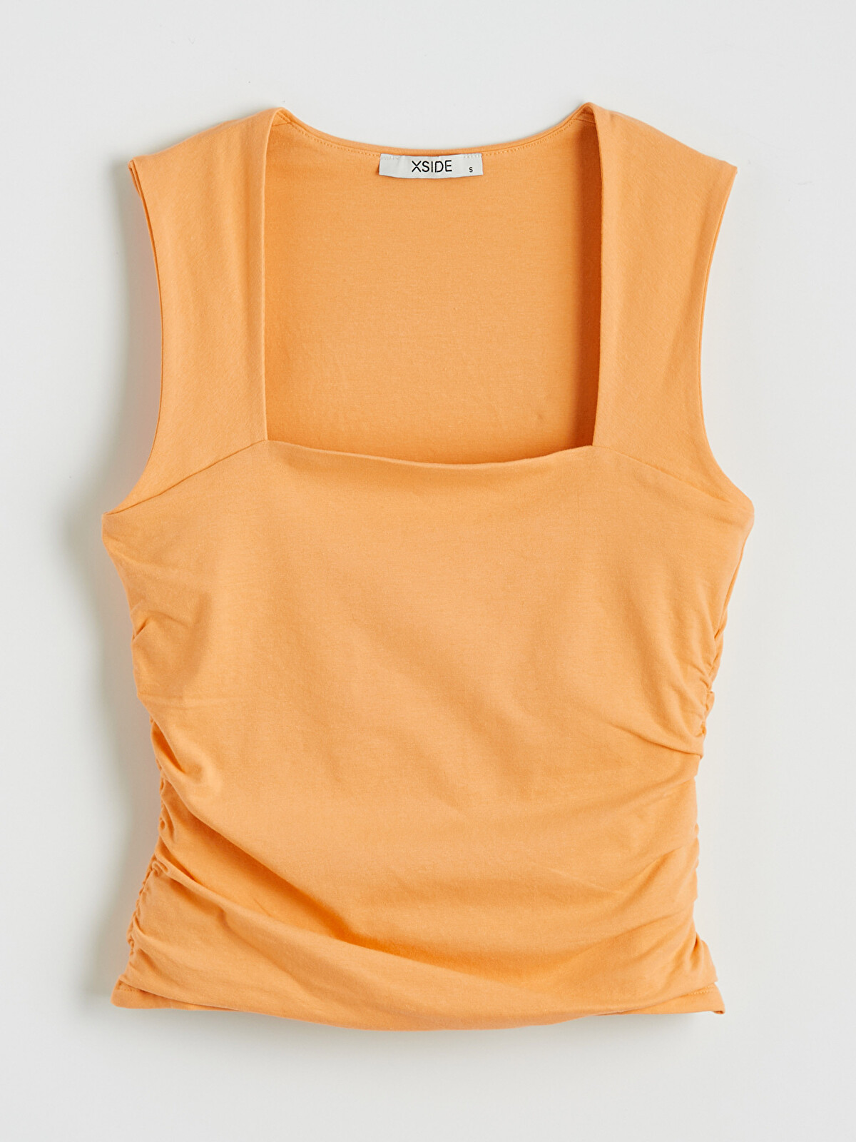 XSIDE Crop Top cu Fronseuri cu Guler Pătrat pentru Femei