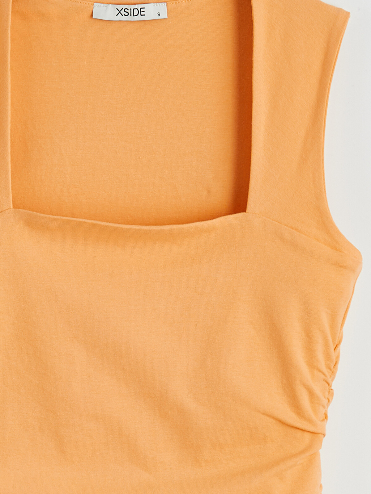 XSIDE Crop Top cu Fronseuri cu Guler Pătrat pentru Femei
