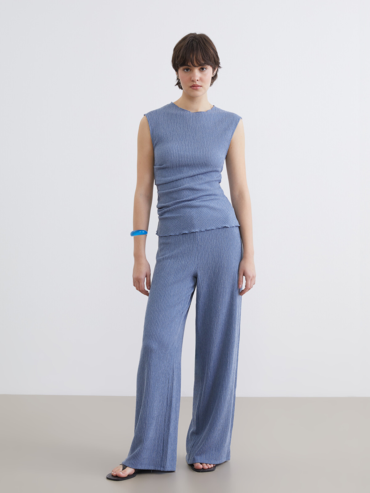 XSIDE Elastic Waist Textured Women's Trousers - S6G982Z8-Z0C | LC