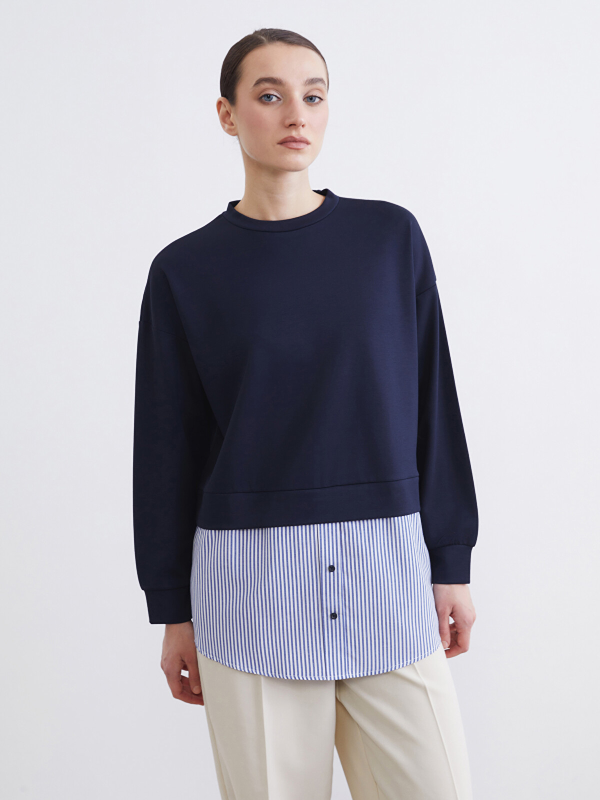 LCW Modest Gömlek Detaylı Kadın Sweatshirt Tunik