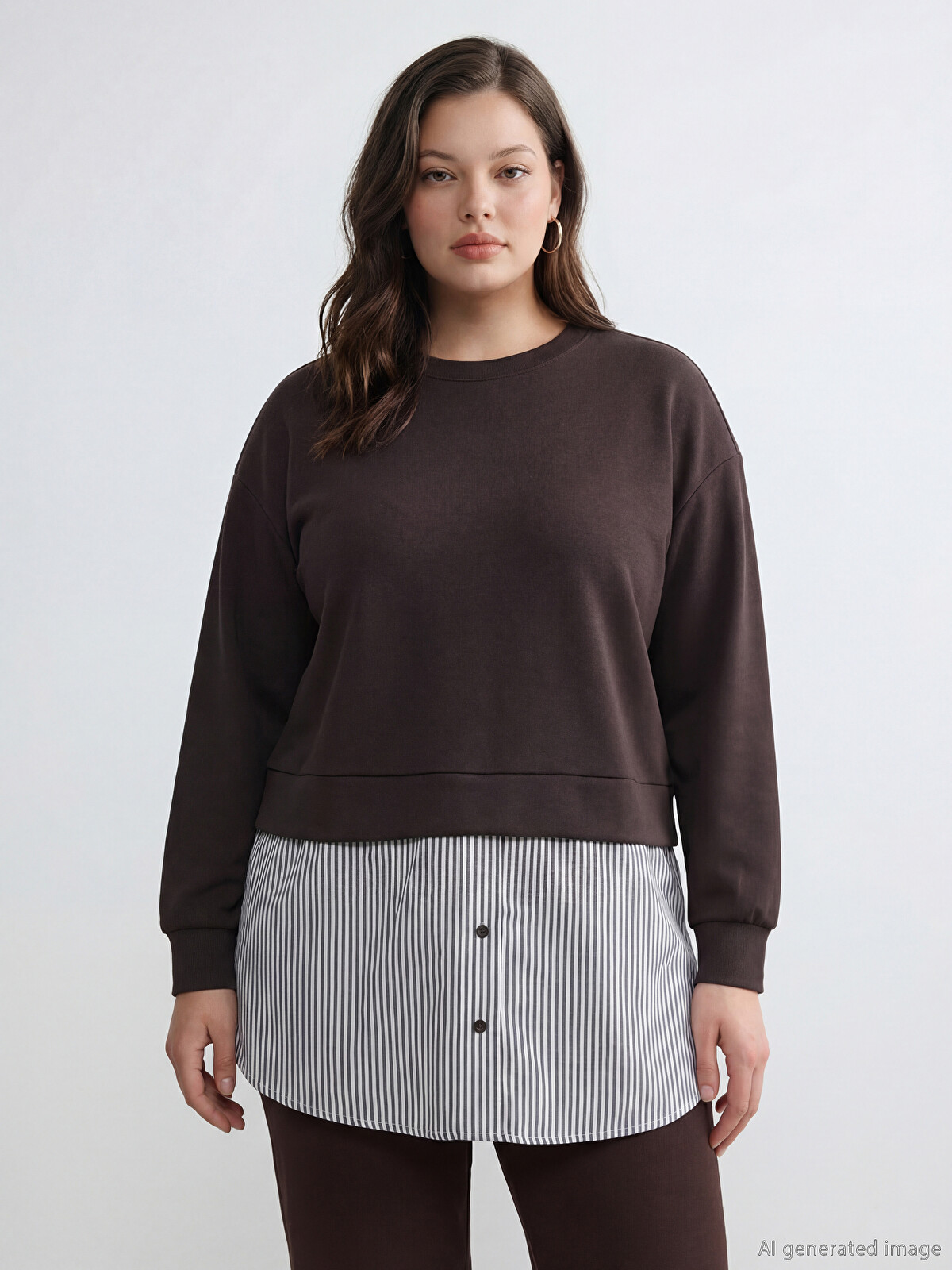 LCW Modest Gömlek Detaylı Kadın Sweatshirt Tunik