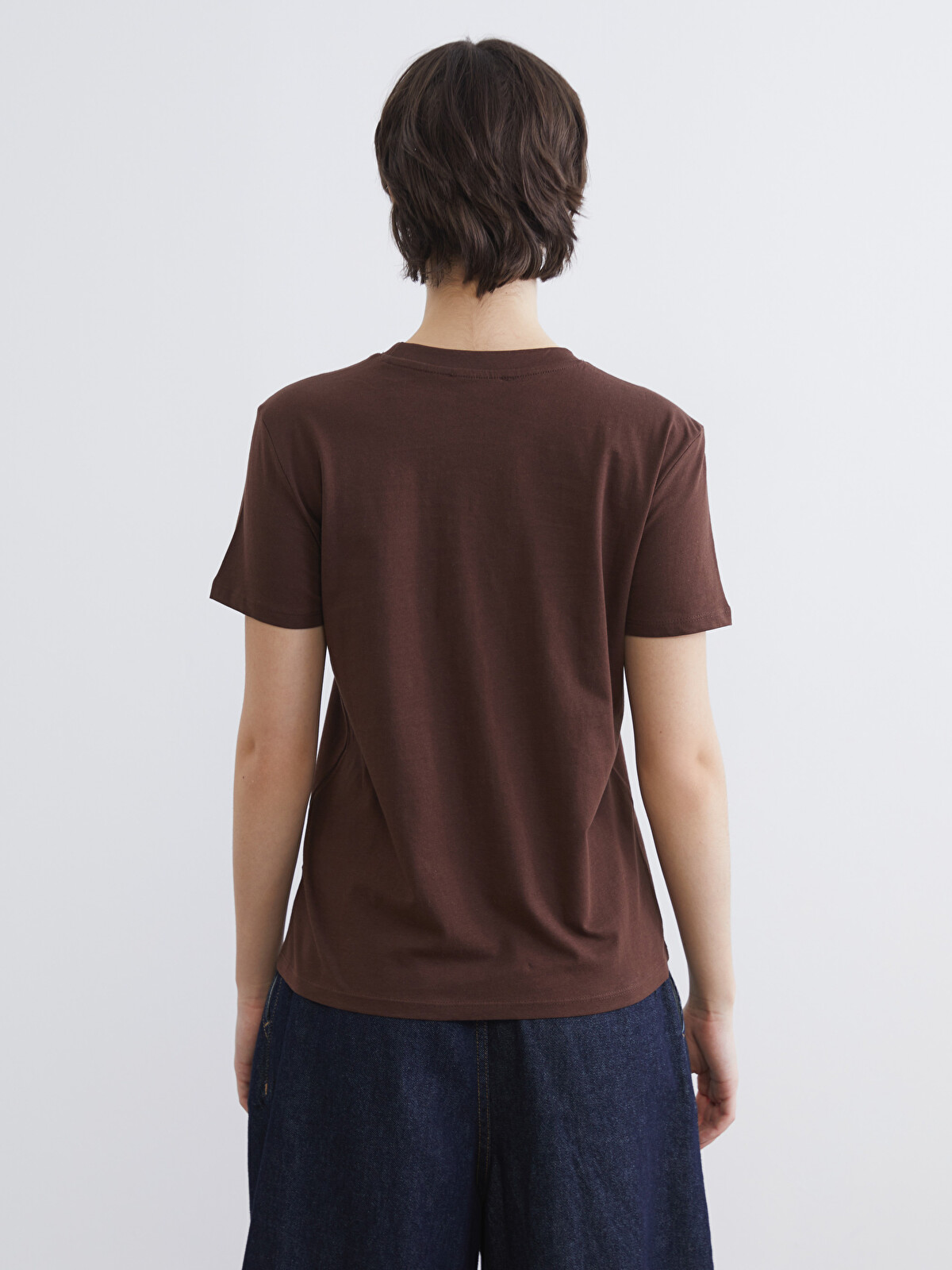 XSIDE Woman Brown T-shirt - S6GA73Z8-8XJ | LC Waikiki