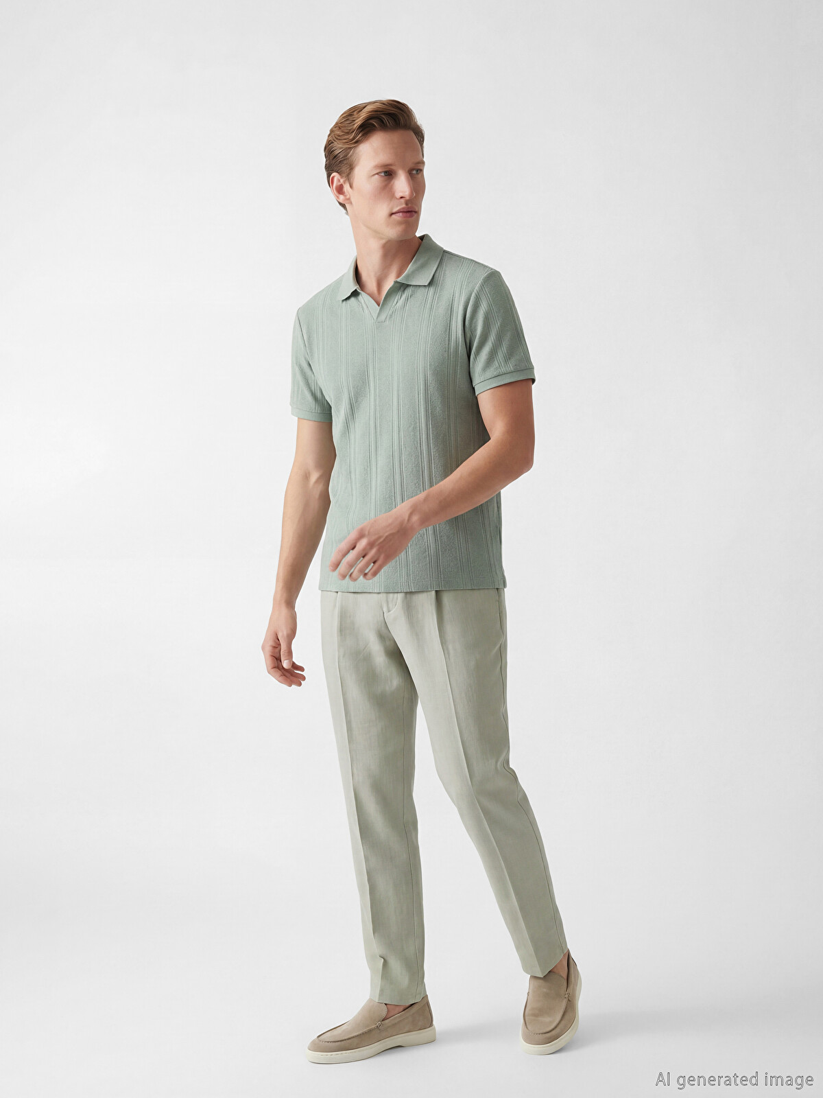 SOUTHBLUE Yeşil Regular Fit Keten Karışımlı Erkek Pileli Pantolon