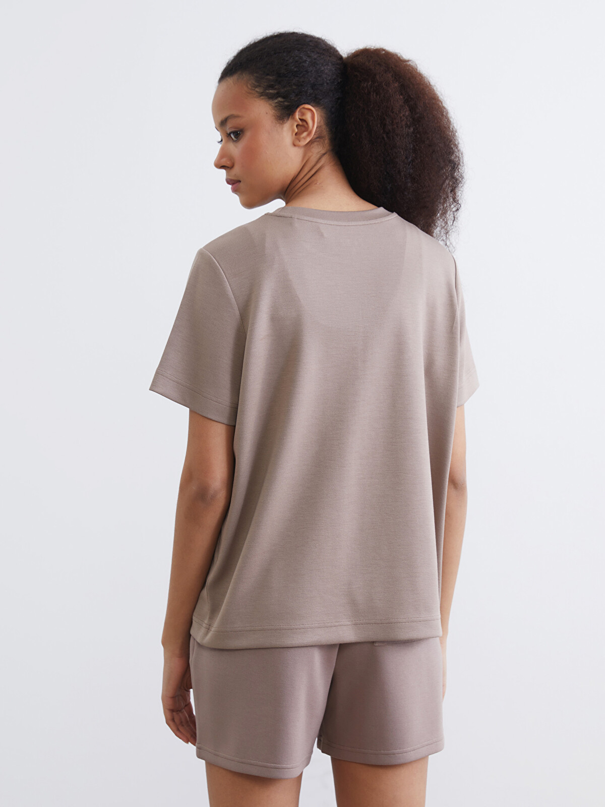 XSIDE Crew Neck Soft Touch Women's T-Shirt - S6GD54Z8-PS7 | LC Waikiki