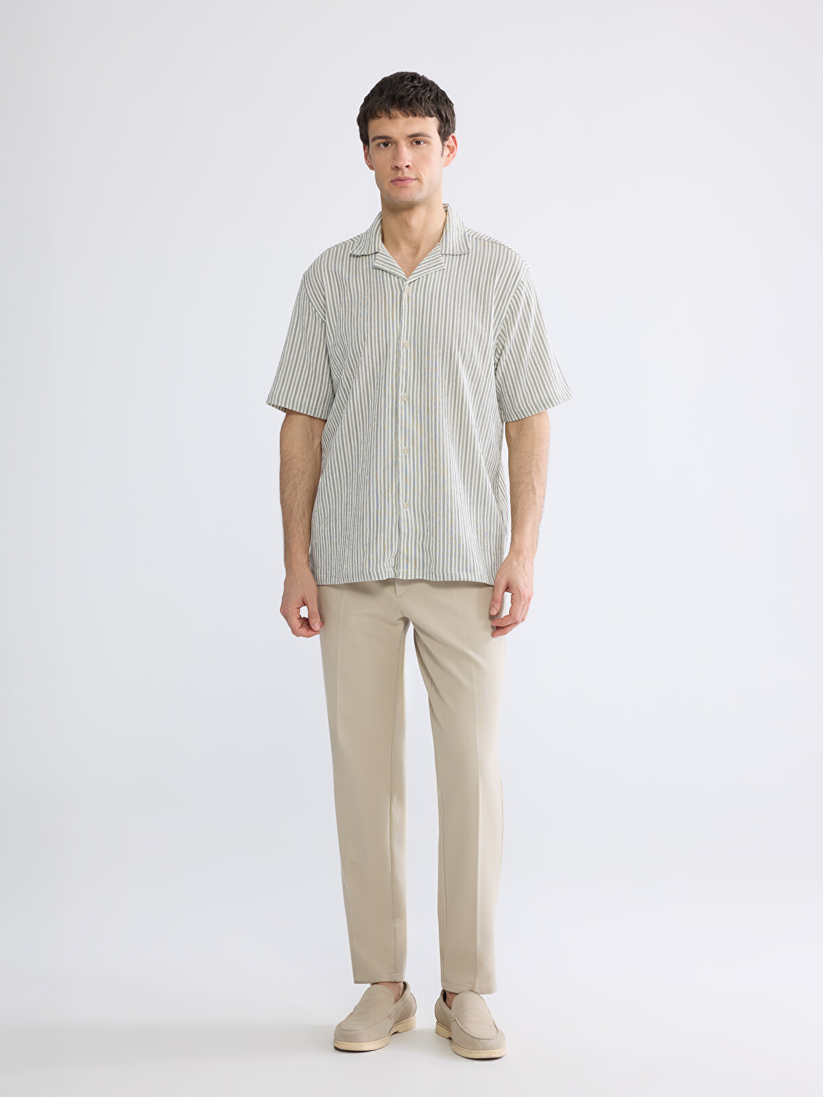 LCW Vision Regular Fit Camp Collar Striped Men's Shirt - S6GE07Z8