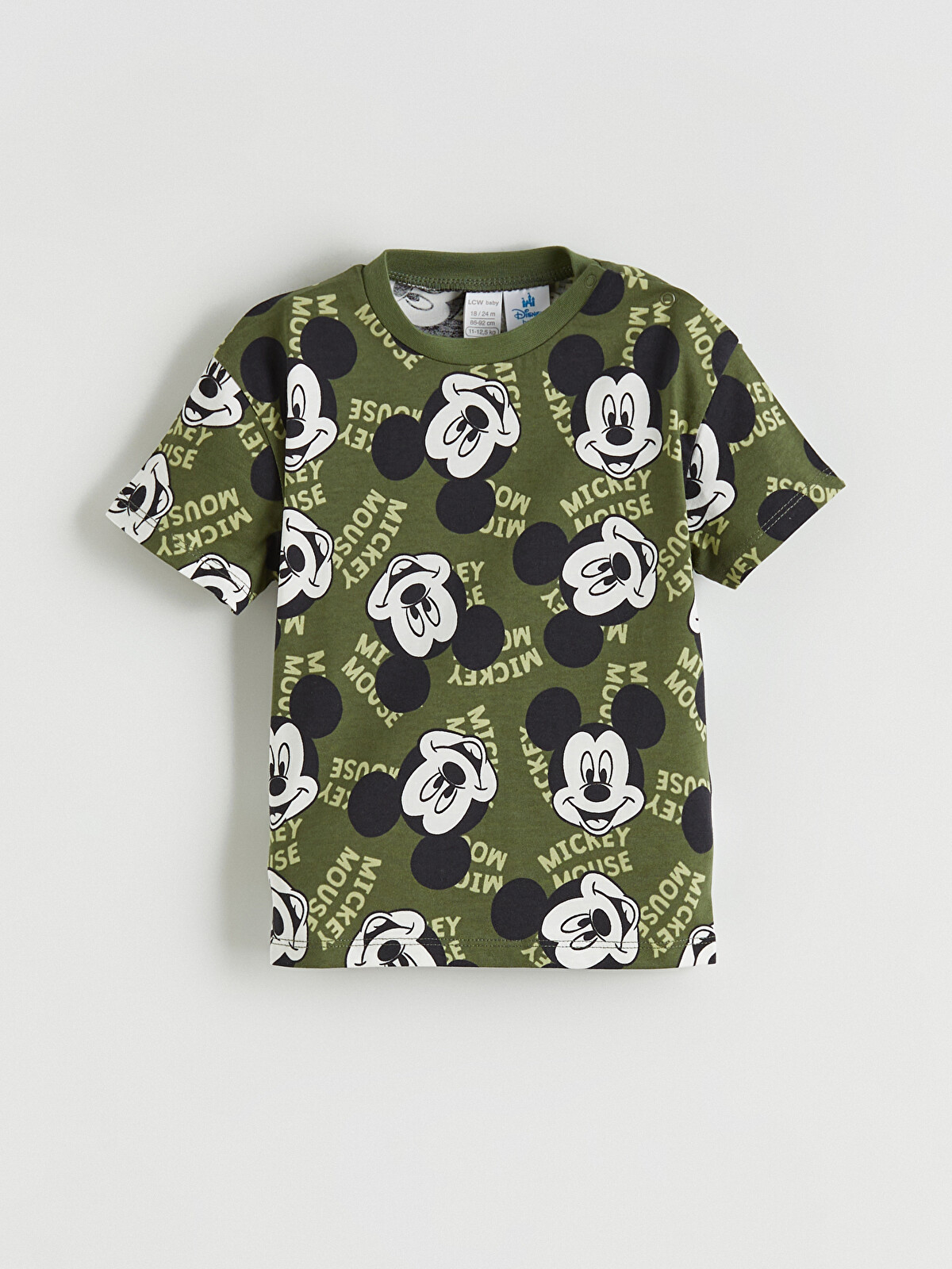 LC WAIKIKI Yeşil Mickey Mouse Baskılı Erkek Bebek Tişört