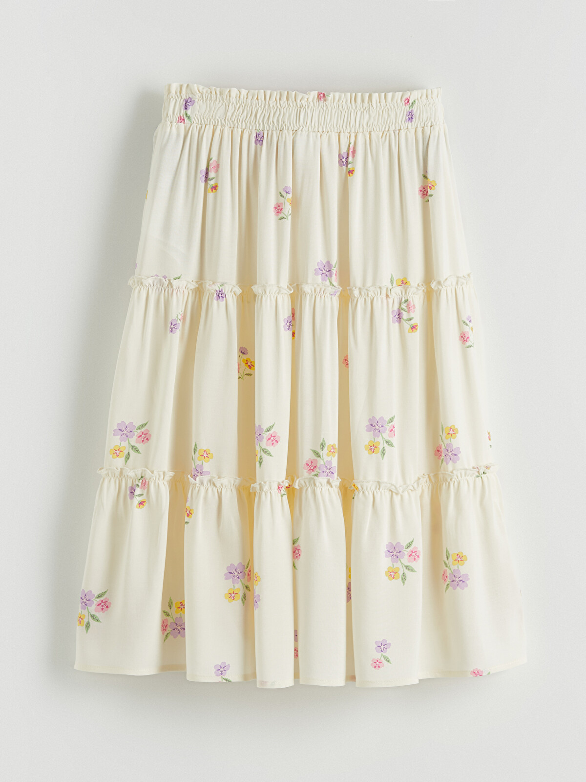 LCW Kids Elastic Waist Floral Girls' Layered Skirt - S6GF40Z4-LRA