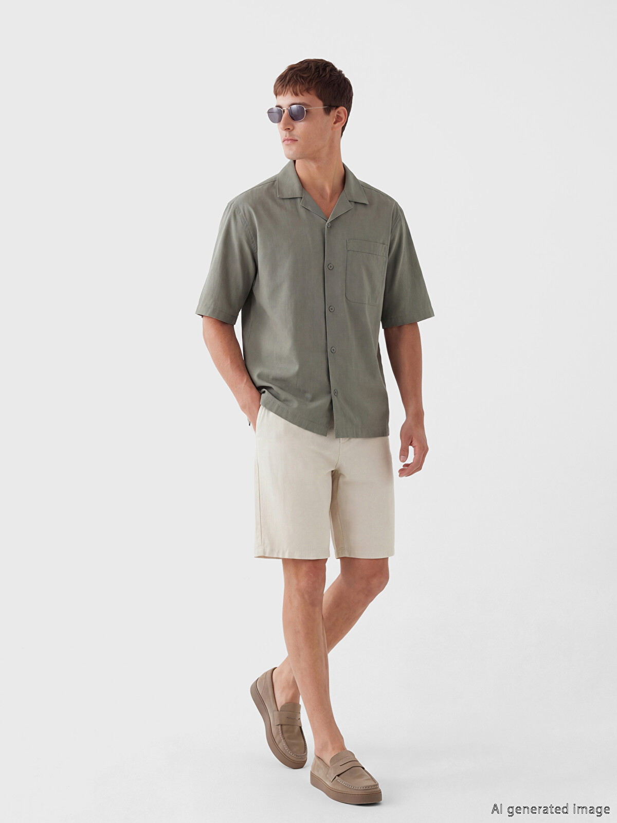 LCW Vision Regular Fit Keten Görünümlü Erkek Şort