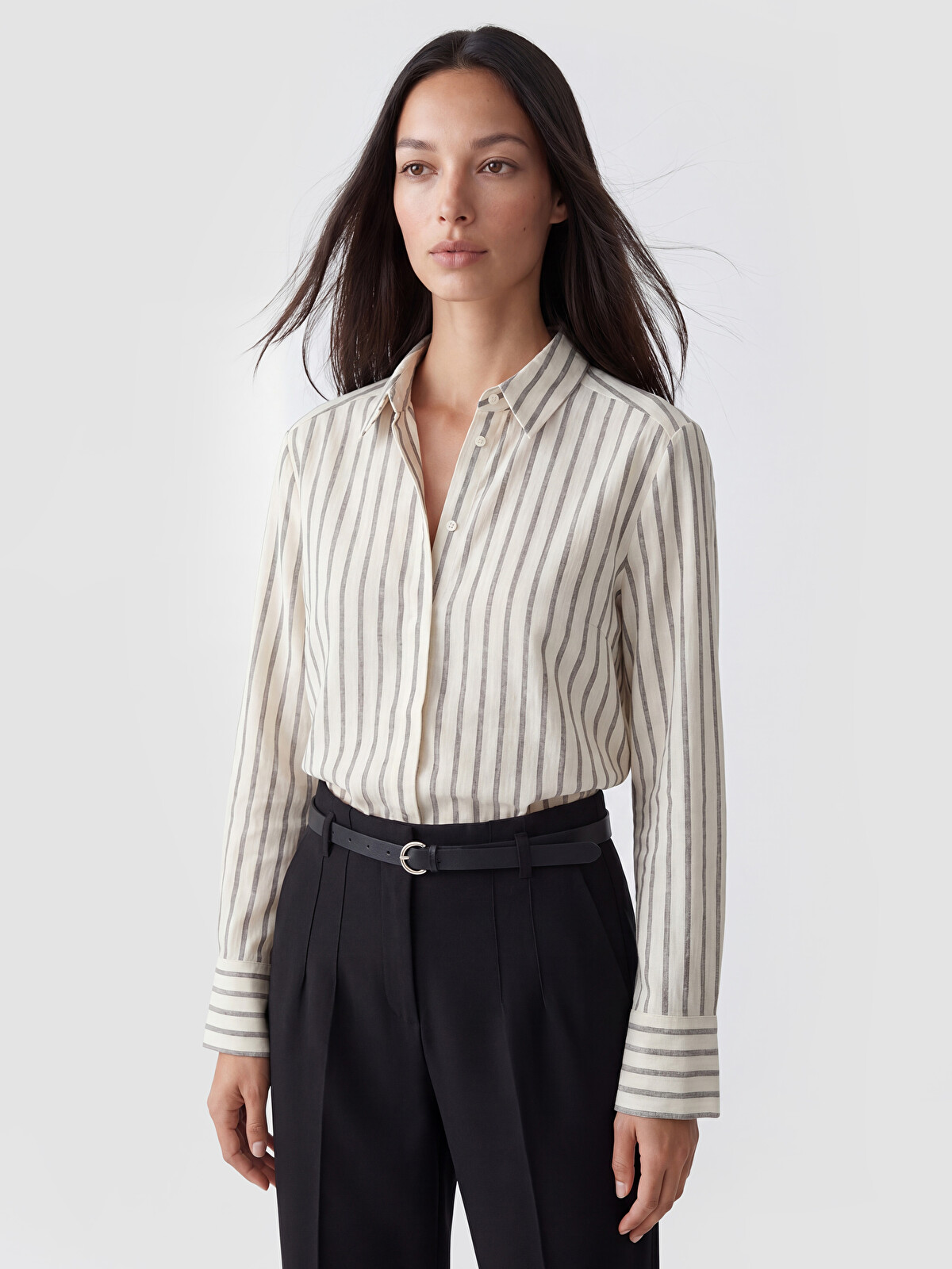 LCW STUDIO Striped Linen Blend Women's Shirt - S6GH54Z8-LFC | LC