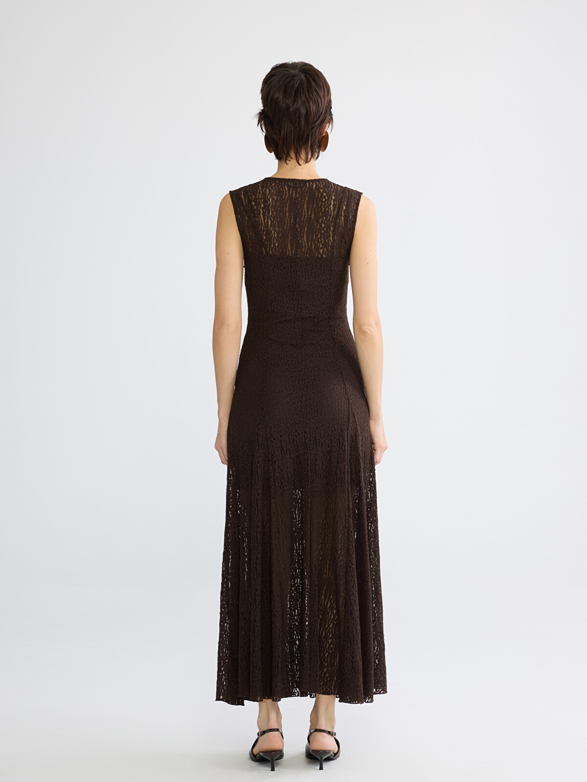 LCW Vision Crew Neck A-line Lace Dress - S6GI48Z8-HDD | LC Waikiki