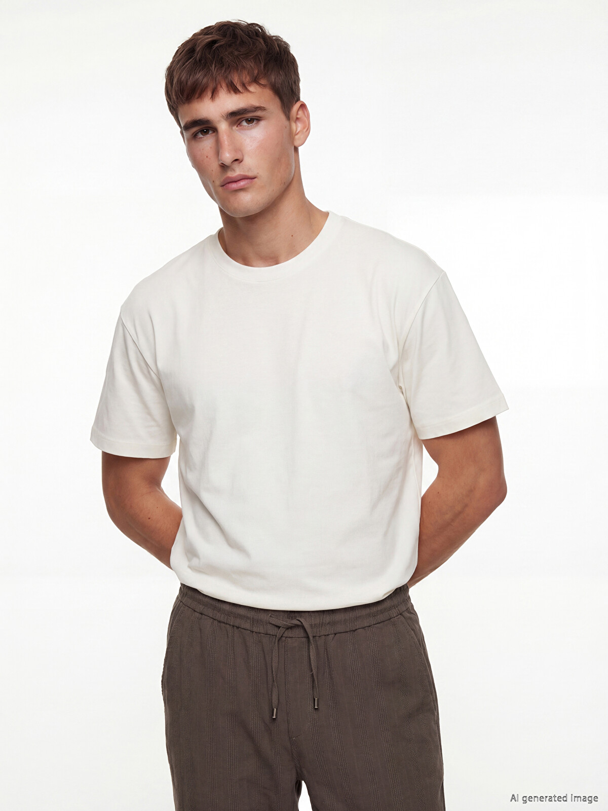 LCW Vision %100 Cotton Loose Fit Basic Soft Touch T-Shirt