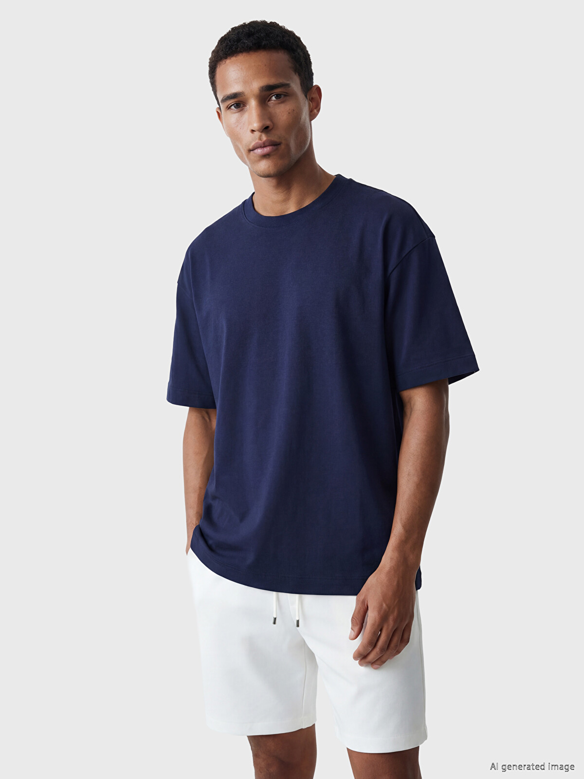 LCW Vision %100 Cotton Loose Fit Basic Soft Touch T-Shirt