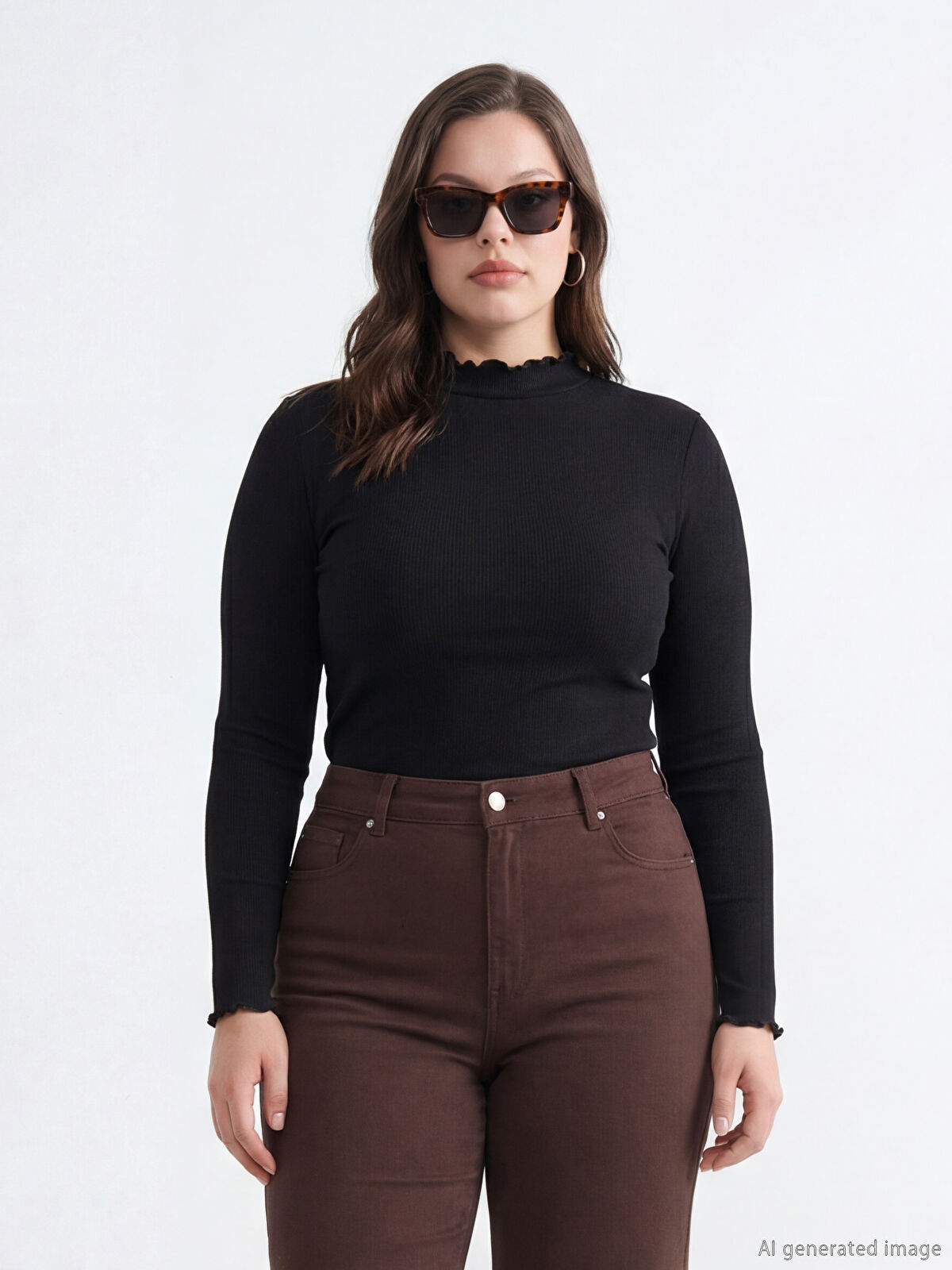 LCW Modest Fırfırlı Dik Yaka Kadın Body