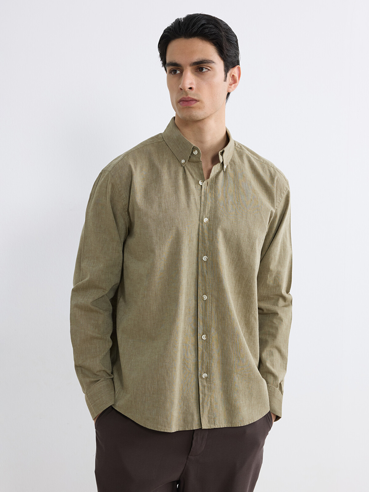 LCW Vision Regular Fit Keten Karışımlı Erkek Gömlek