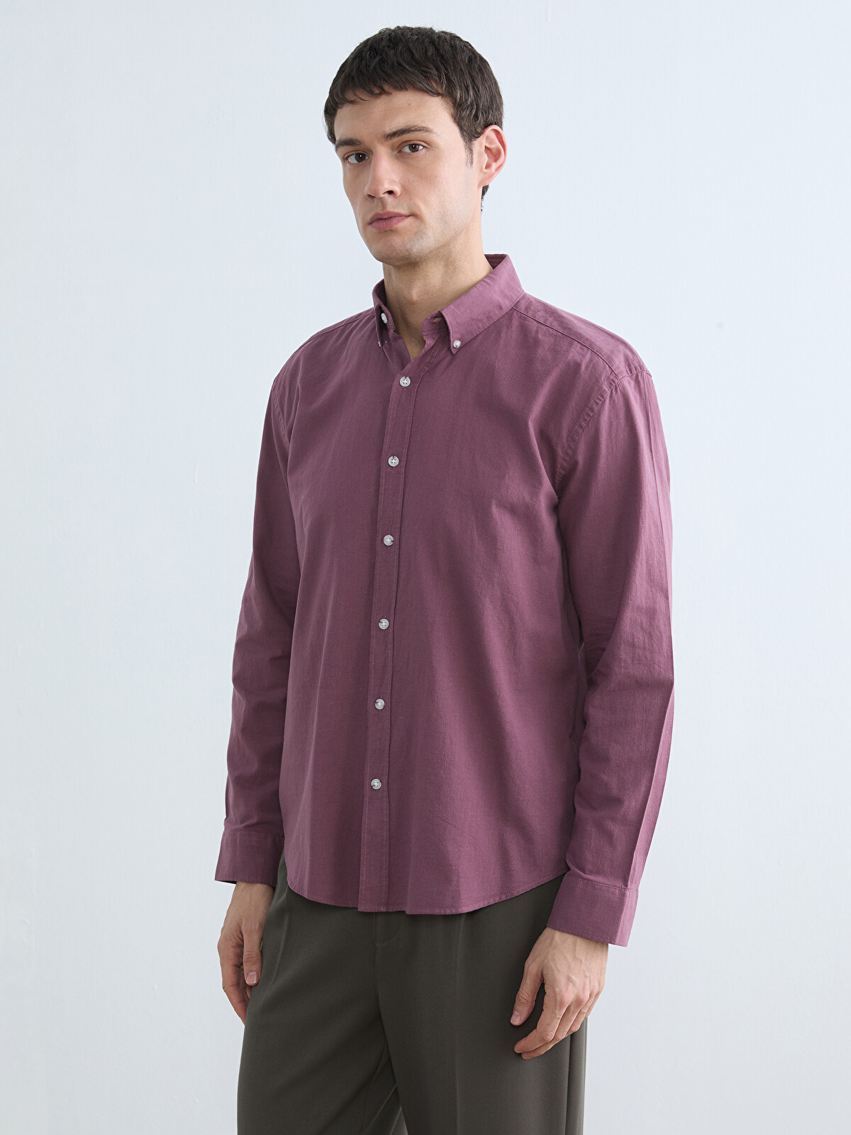 LCW Vision Regular Fit Keten Karışımlı Erkek Gömlek
