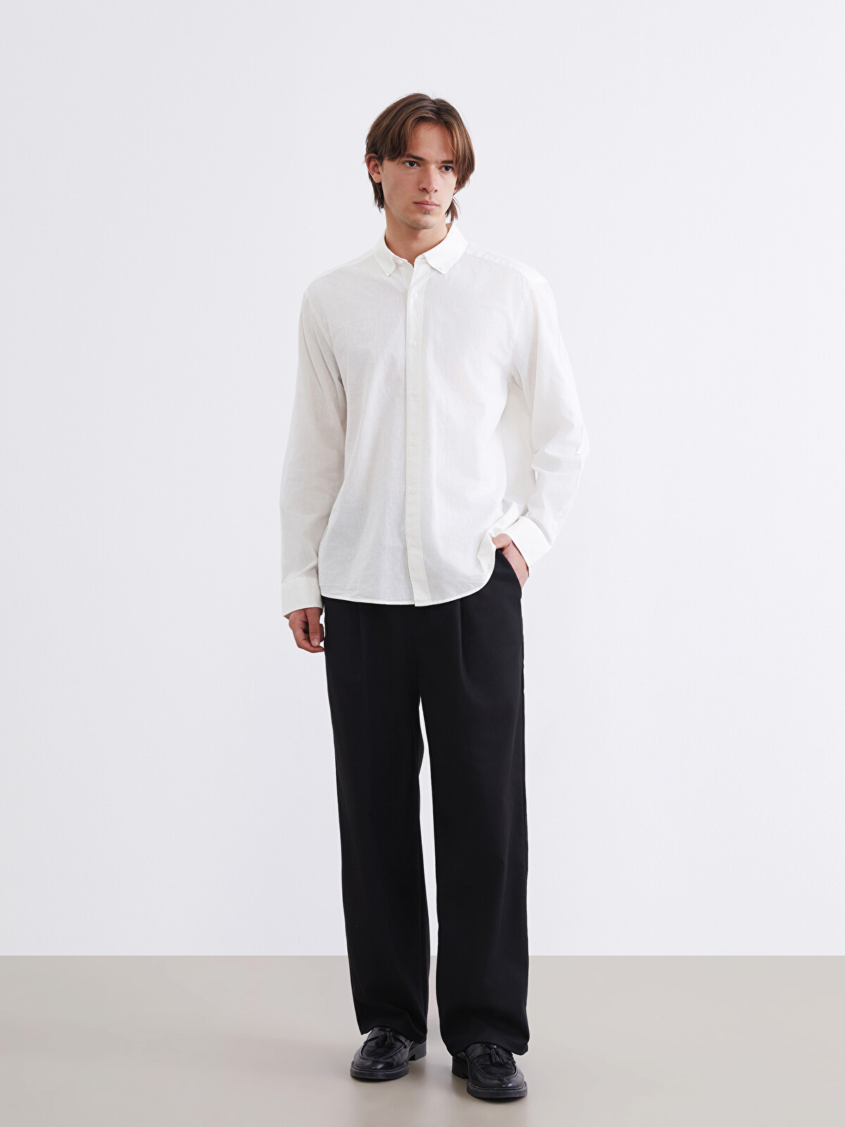 LCW Vision Regular Fit Linen Blend Men's Basic Shirt