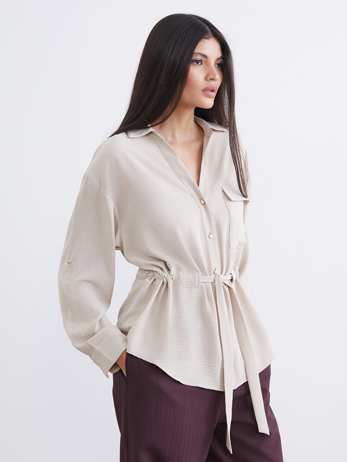 LCW Vision Textured Dobby Women's Shirt - S6GM56Z8-21A | LC Waikiki