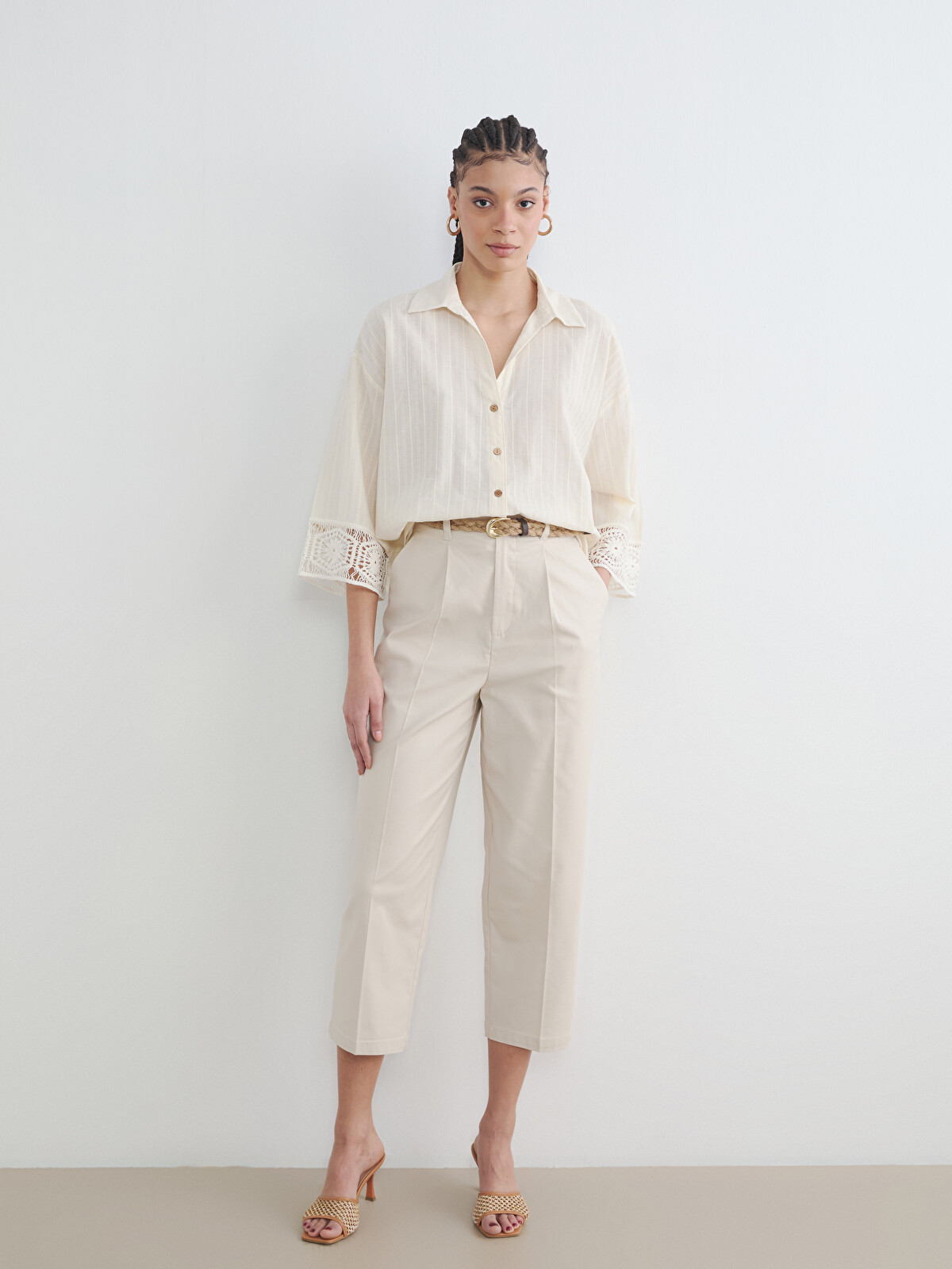 LCW Vision Oversize Dobby Women's Shirt - S6GN05Z8-F0B | LC Waikiki