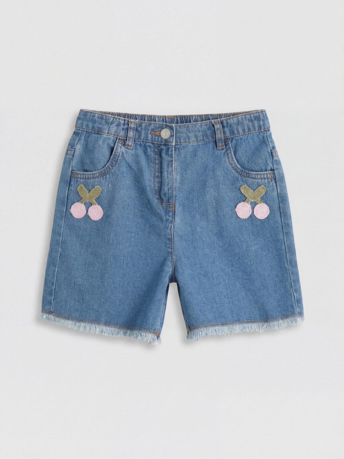 パンツ SCARLET STITCH DENIM SHORTS LCW Kids Elastic Waist Embroidered Girls' Denim Shorts - S6GO60Z1