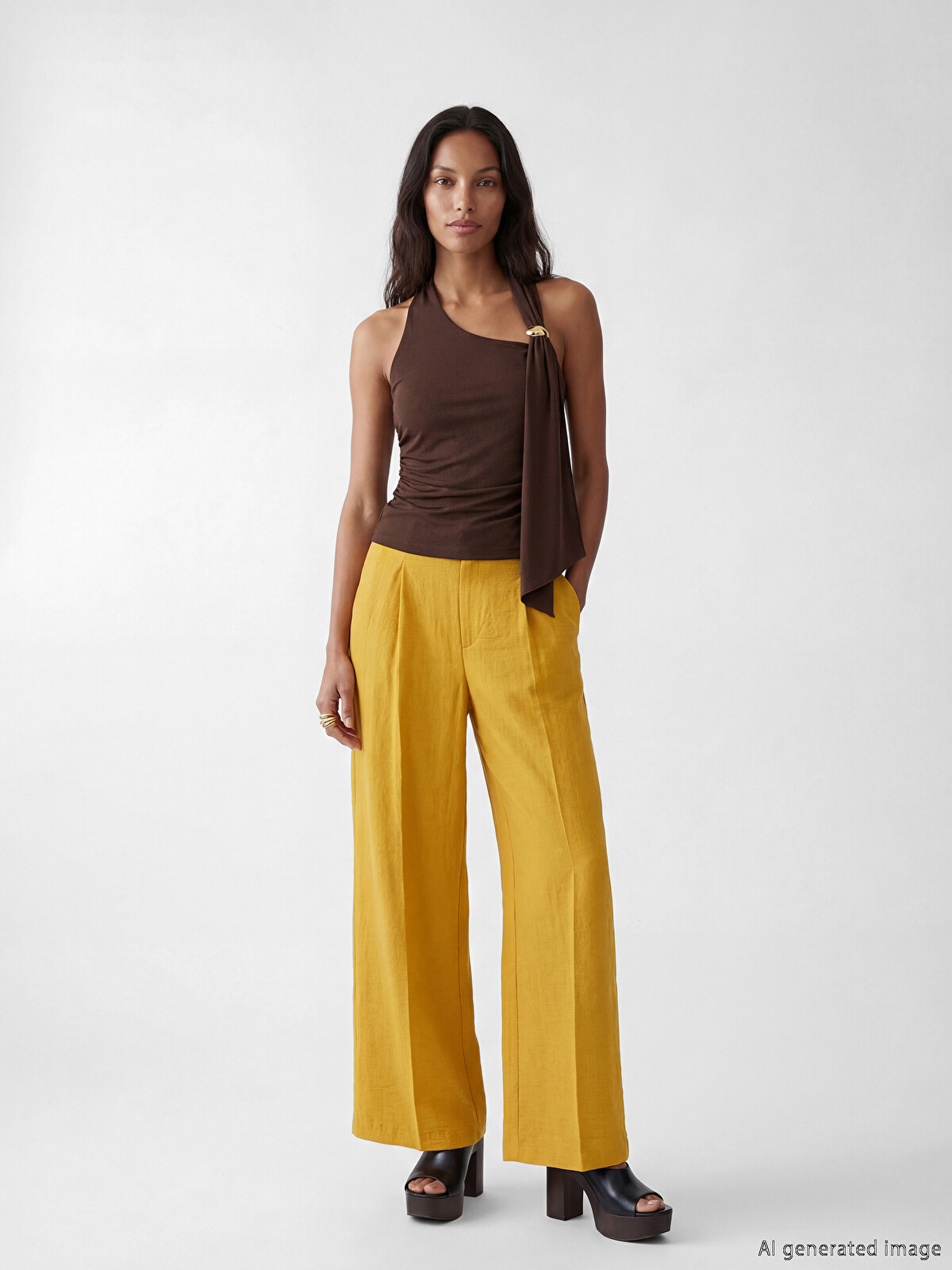 LCWAIKIKI Classic Linen Blend Women's Pleated Trousers - S6GP52Z8