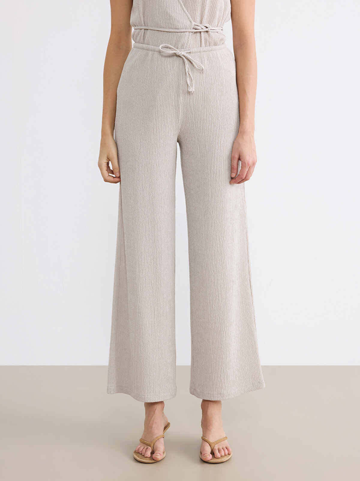 LCW Vision Elastic Waist Textured Women's Trousers - S6GS14Z8-G7L
