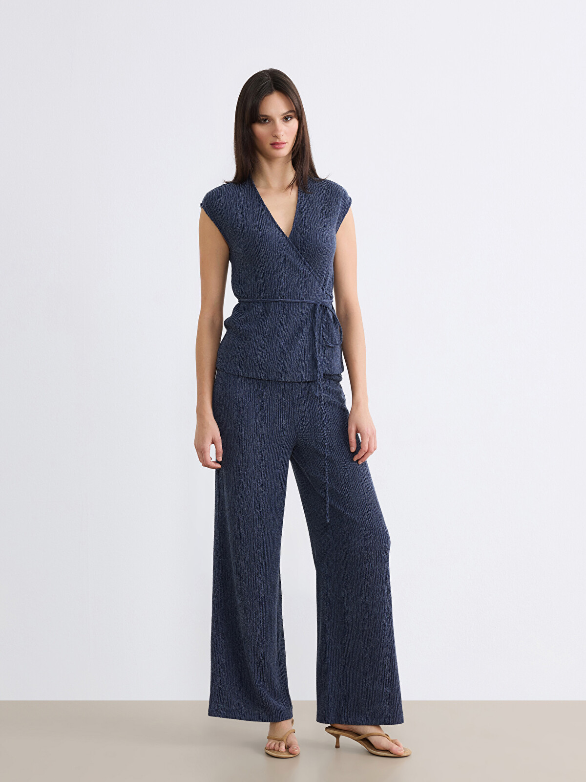 LCW Vision Elastic Waist Textured Women's Trousers - S6GS14Z8-HFH