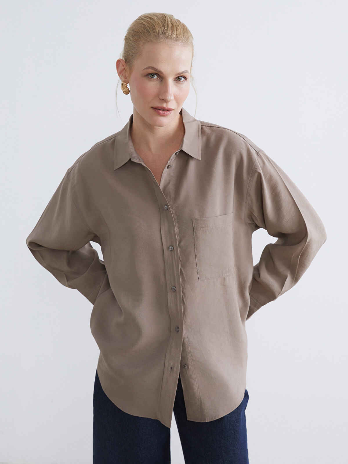LC WAIKIKI Women's Modal Blend Shirt With Pockets - S6GT13Z8-1AD