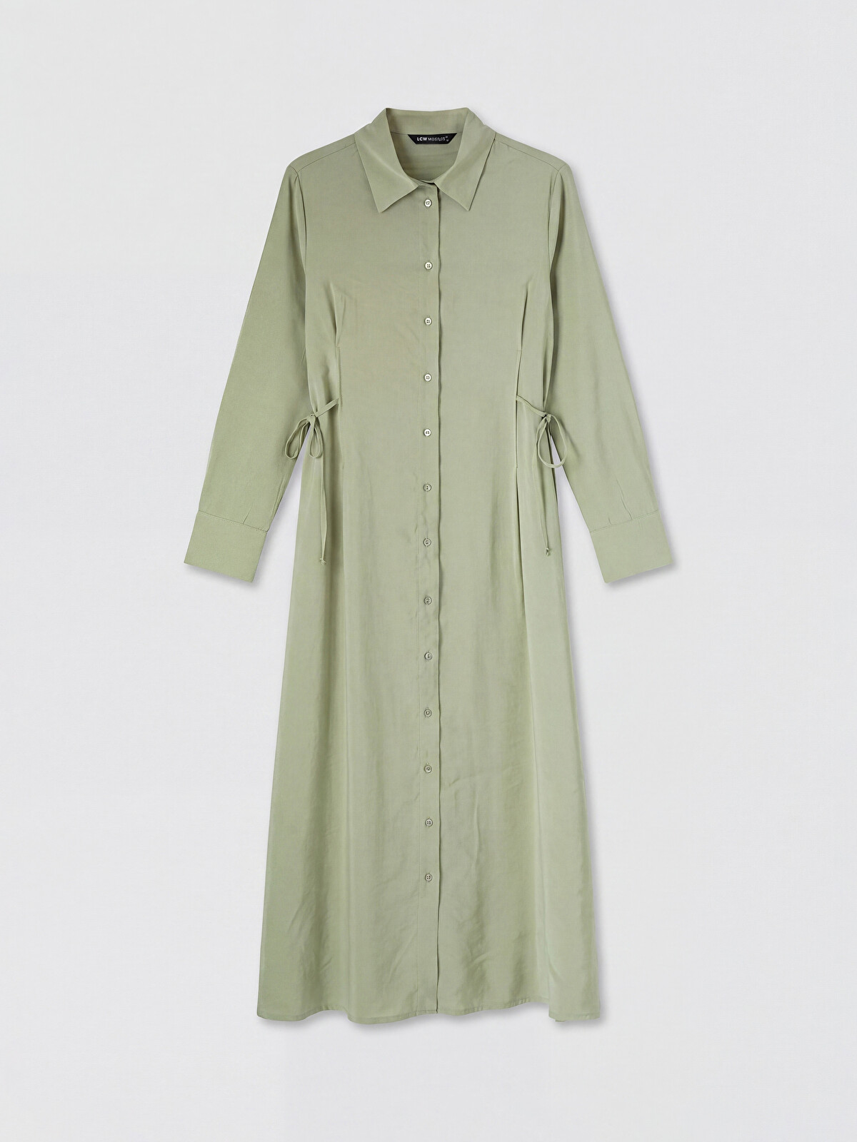 LCW Modest Платье-рубашка из модального микса с поясом на талии