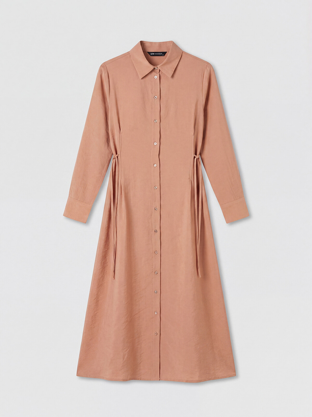 LCW Modest Платье-рубашка из модального микса с поясом на талии