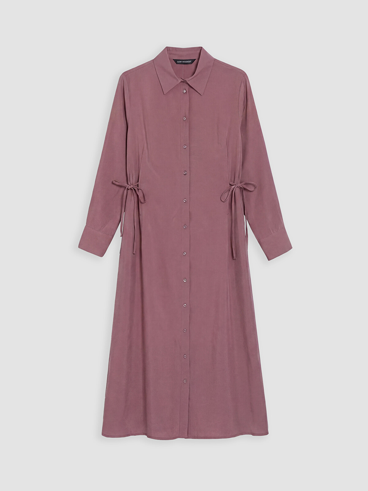 LCW Modest Платье-рубашка из модального микса с поясом на талии