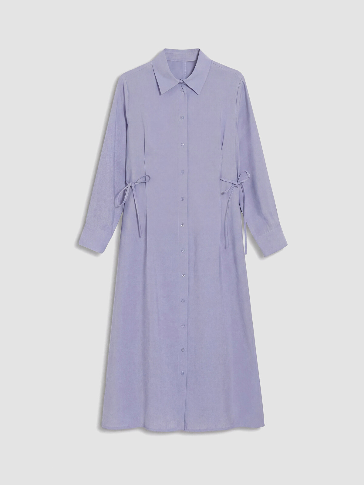 LCW Modest Платье-рубашка из модального микса с поясом на талии
