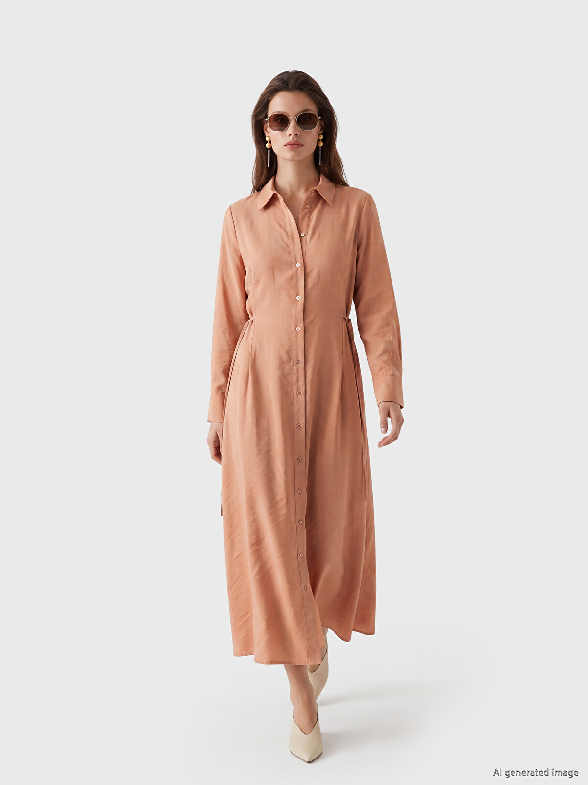 LCW Modest Rochie cămașă din amestec de modal cu talie legată