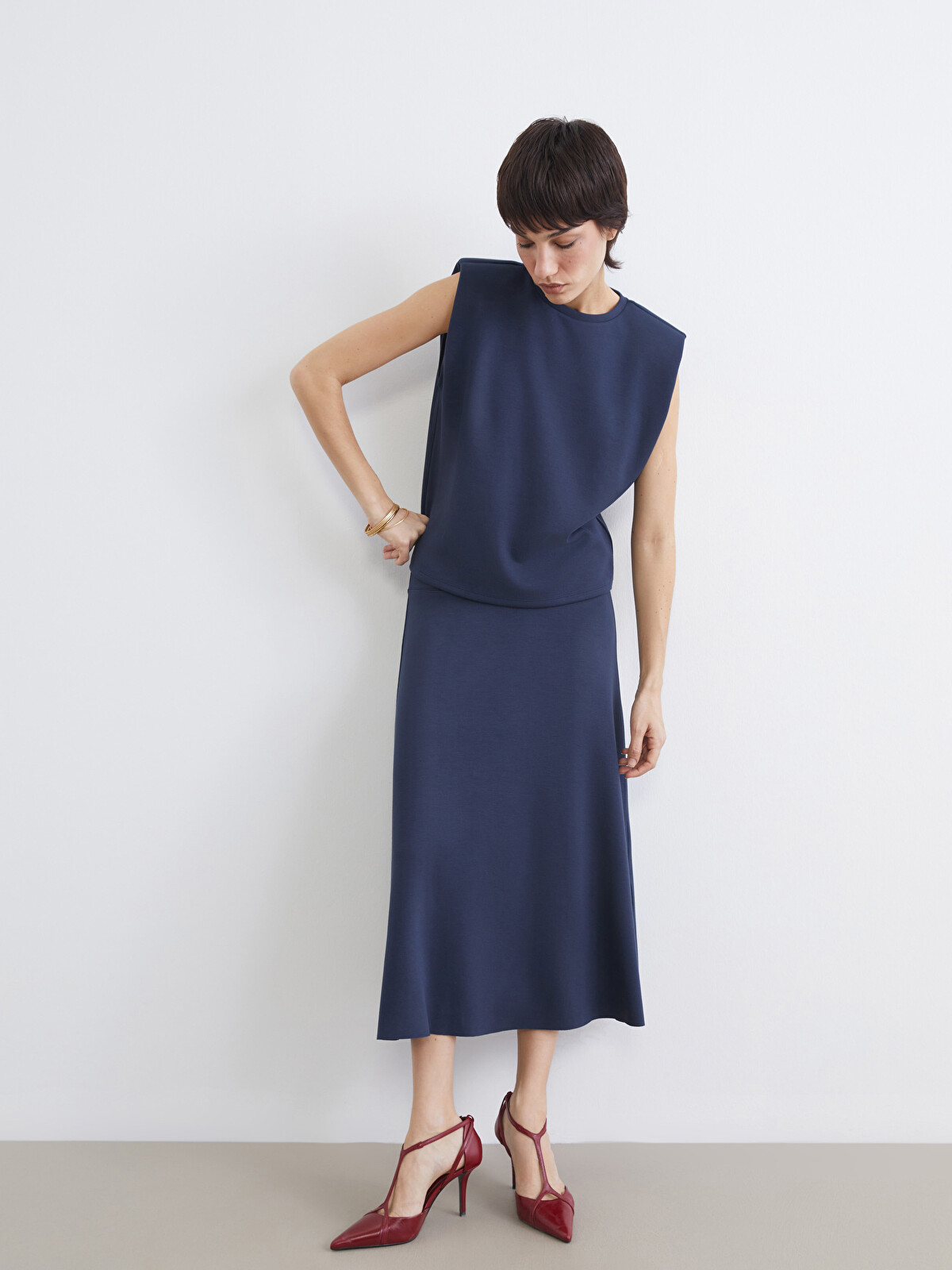 LCW Vision Elastic Waist A-line Skirt - S6H208Z8-HNG | LC Waikiki