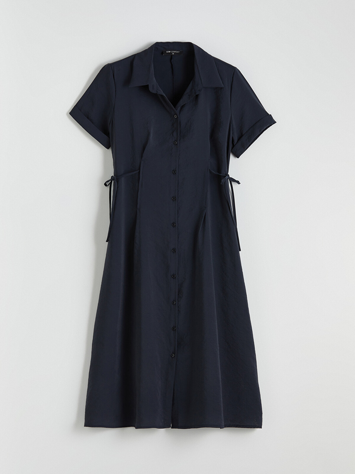LCW Comfort Fitted Waist Gathered Shirt Dress - S6H227Z8-D1J | LC