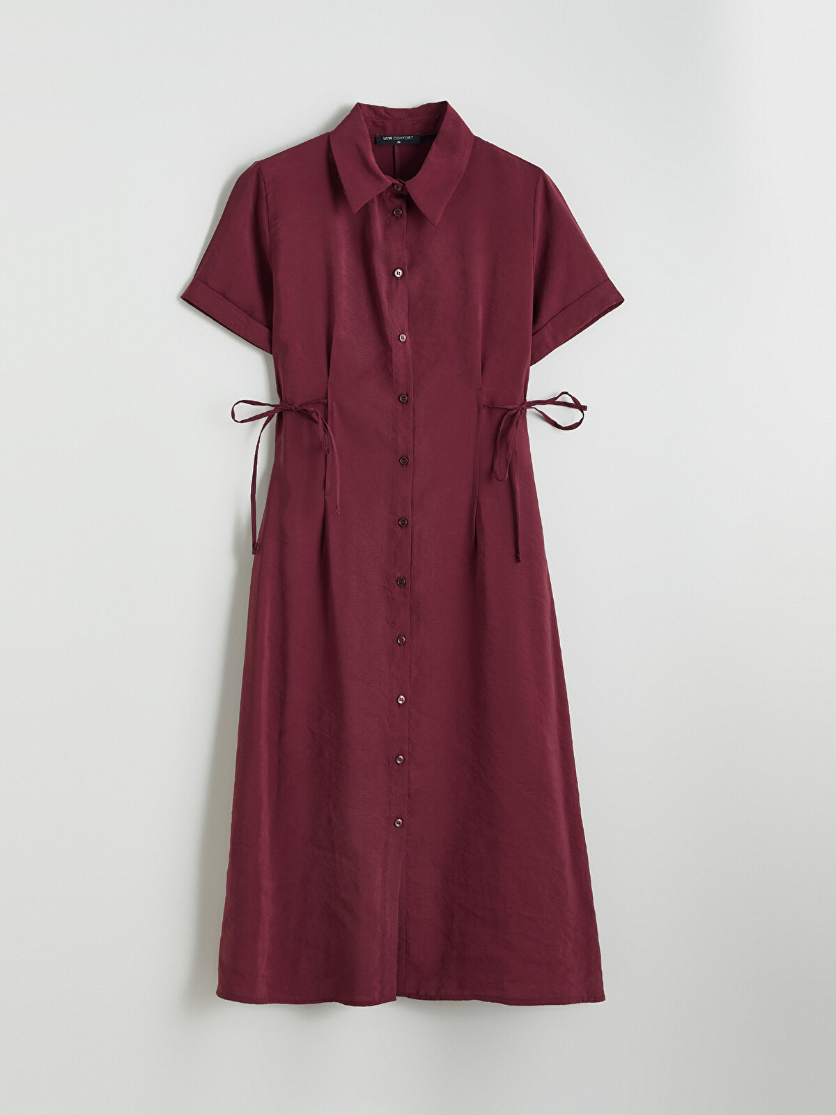 LCW Comfort Fitted Waist Gathered Shirt Dress - S6H227Z8-HQT | LC