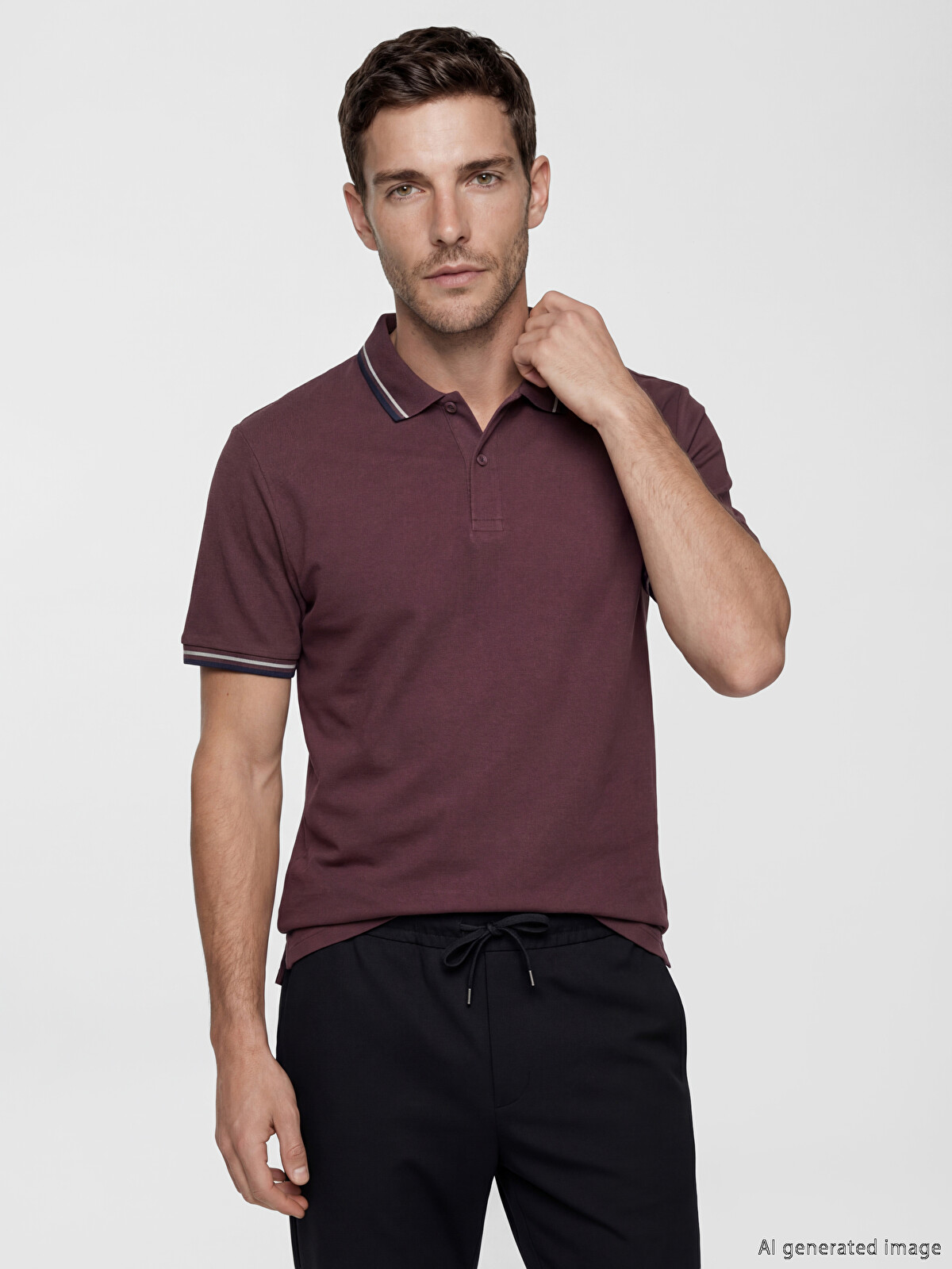 LCWAIKIKI Classic Mürdüm Polo Yaka Pike Erkek Tişört - S6H551Z8