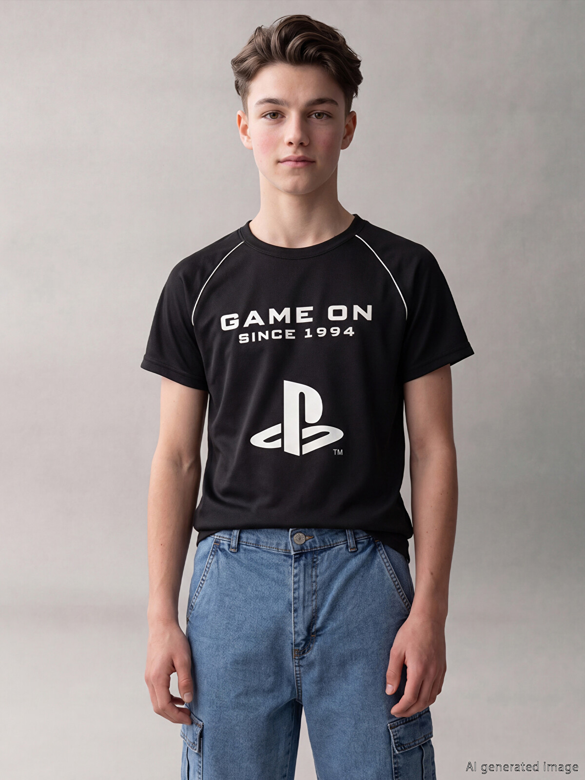 LCW Kids Antrasit Erkek Çocuk Playstation Baskılı Tişört
