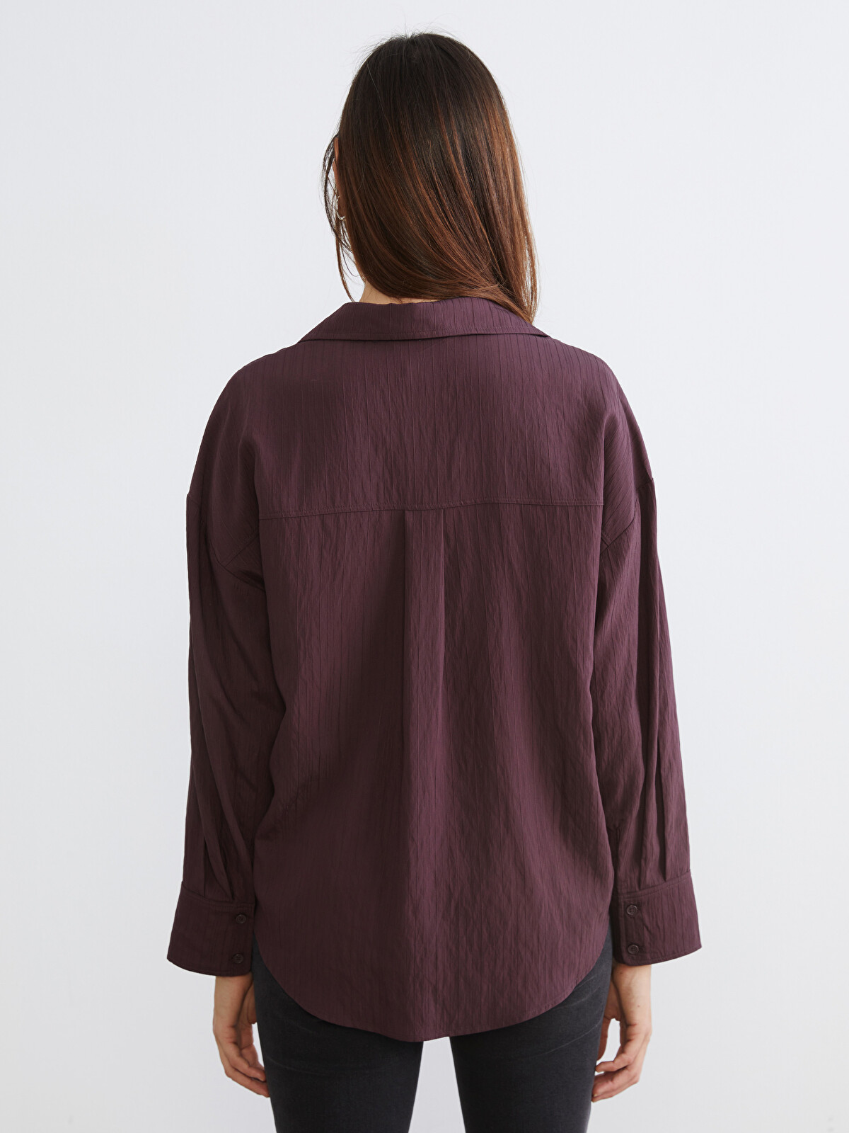 LCW Vision Striped Oversize Women's Shirt - S6H818Z8-CWK | LC Waikiki
