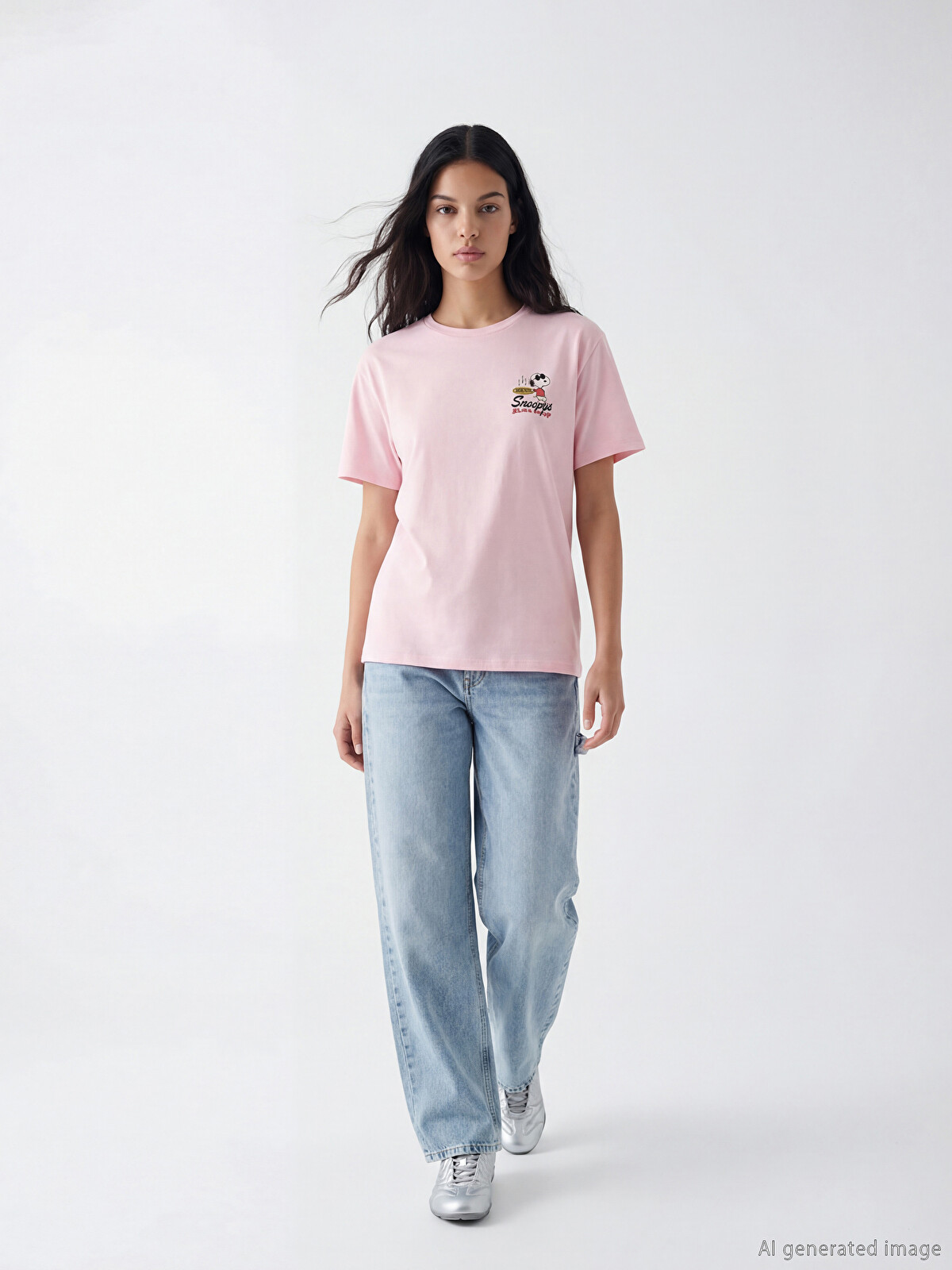 XSIDE Snoopy Printed Women's T-Shirt - S6H860Z8-QNT | LC Waikiki